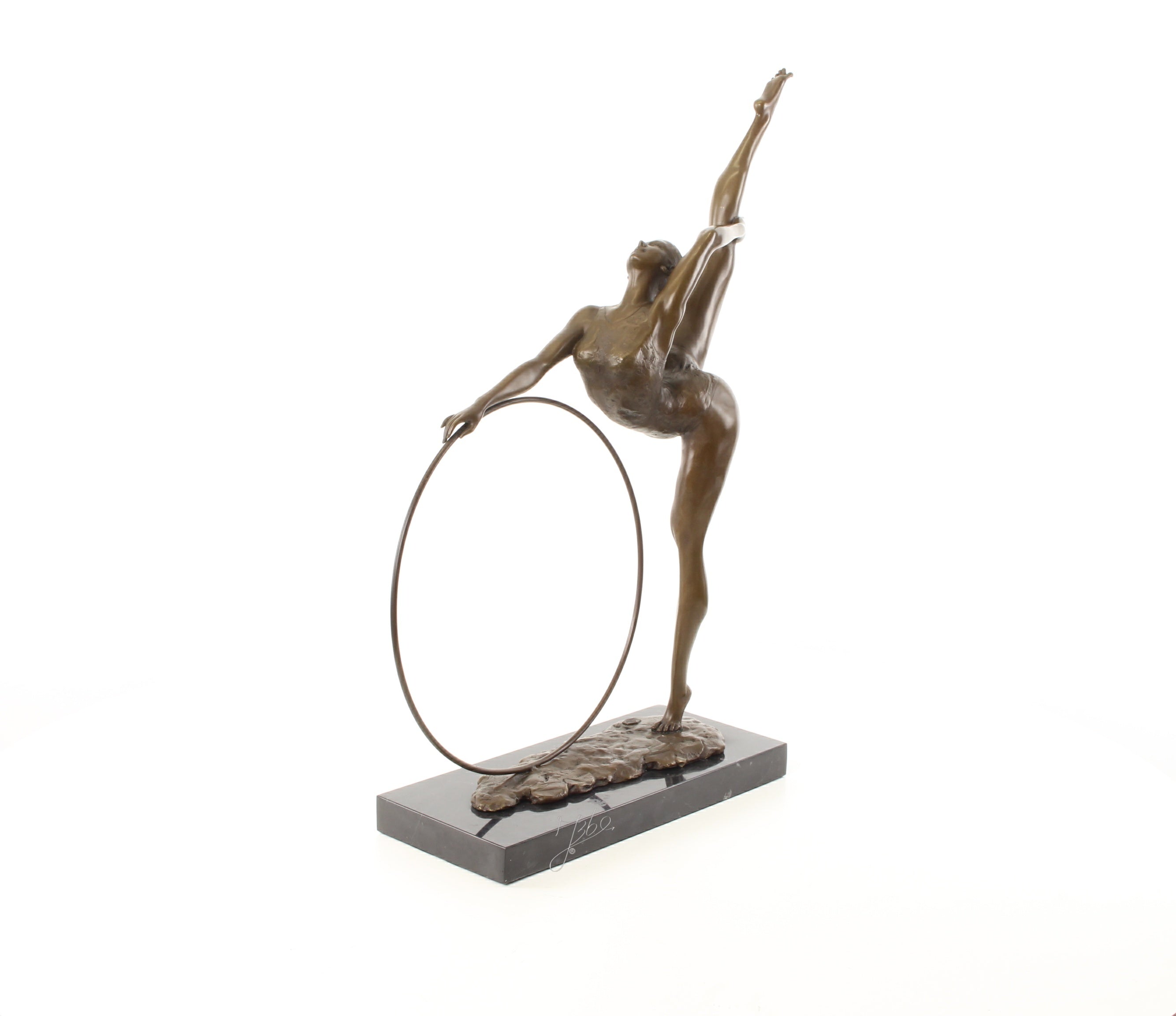 Bronzen hoepeldanseres sculptuur