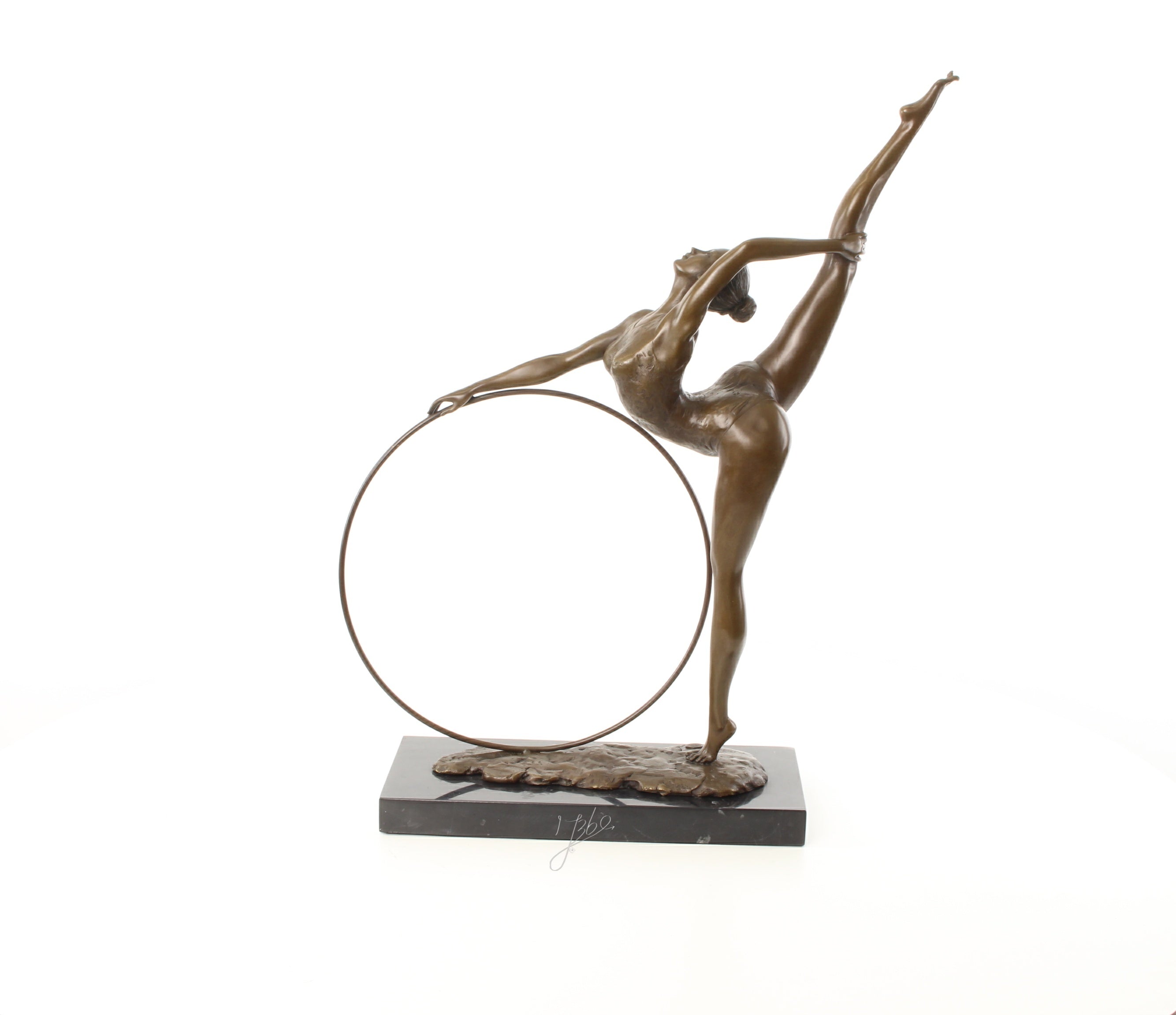 Bronzen hoepeldanseres sculptuur