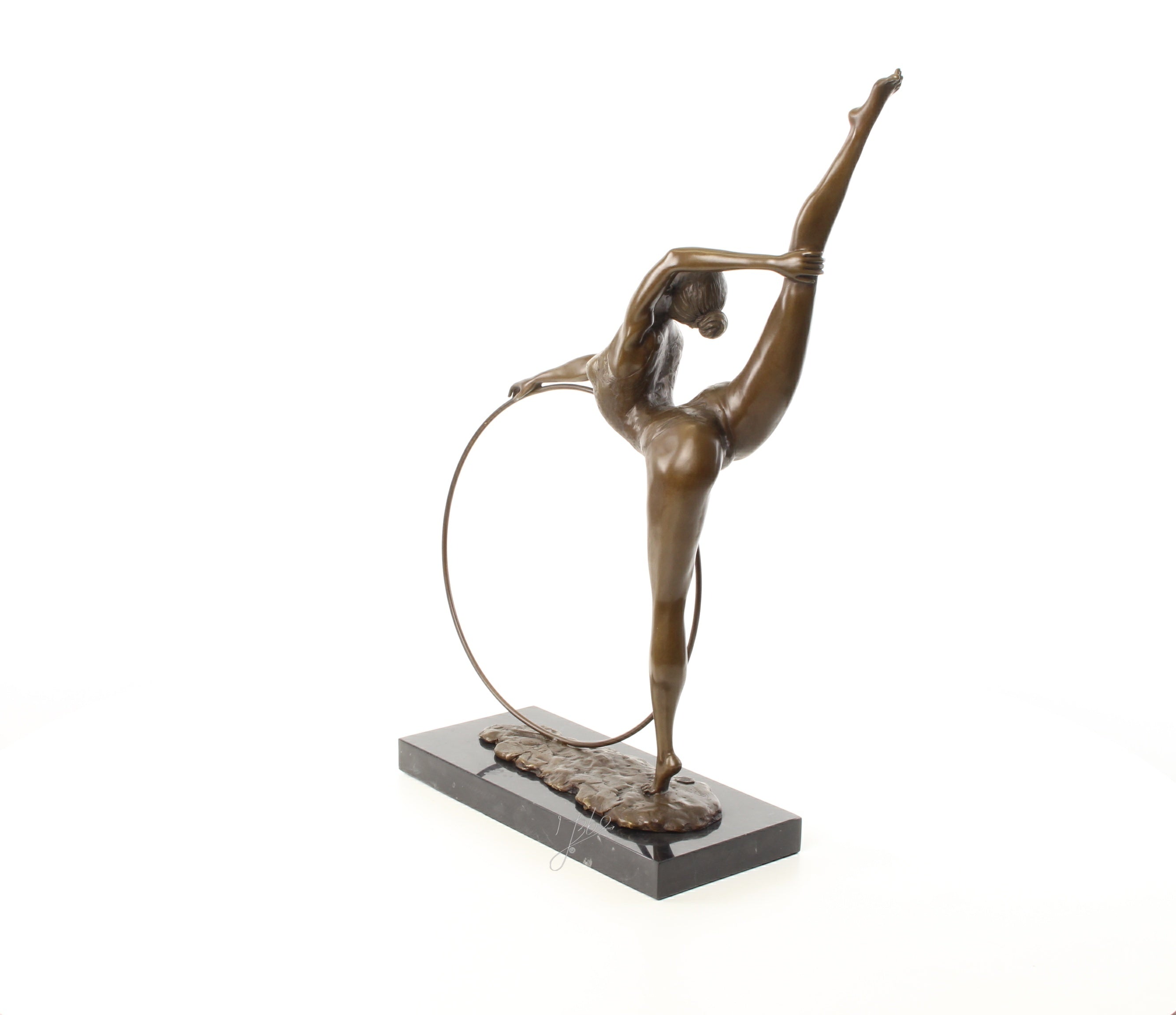 Bronzen hoepeldanseres sculptuur