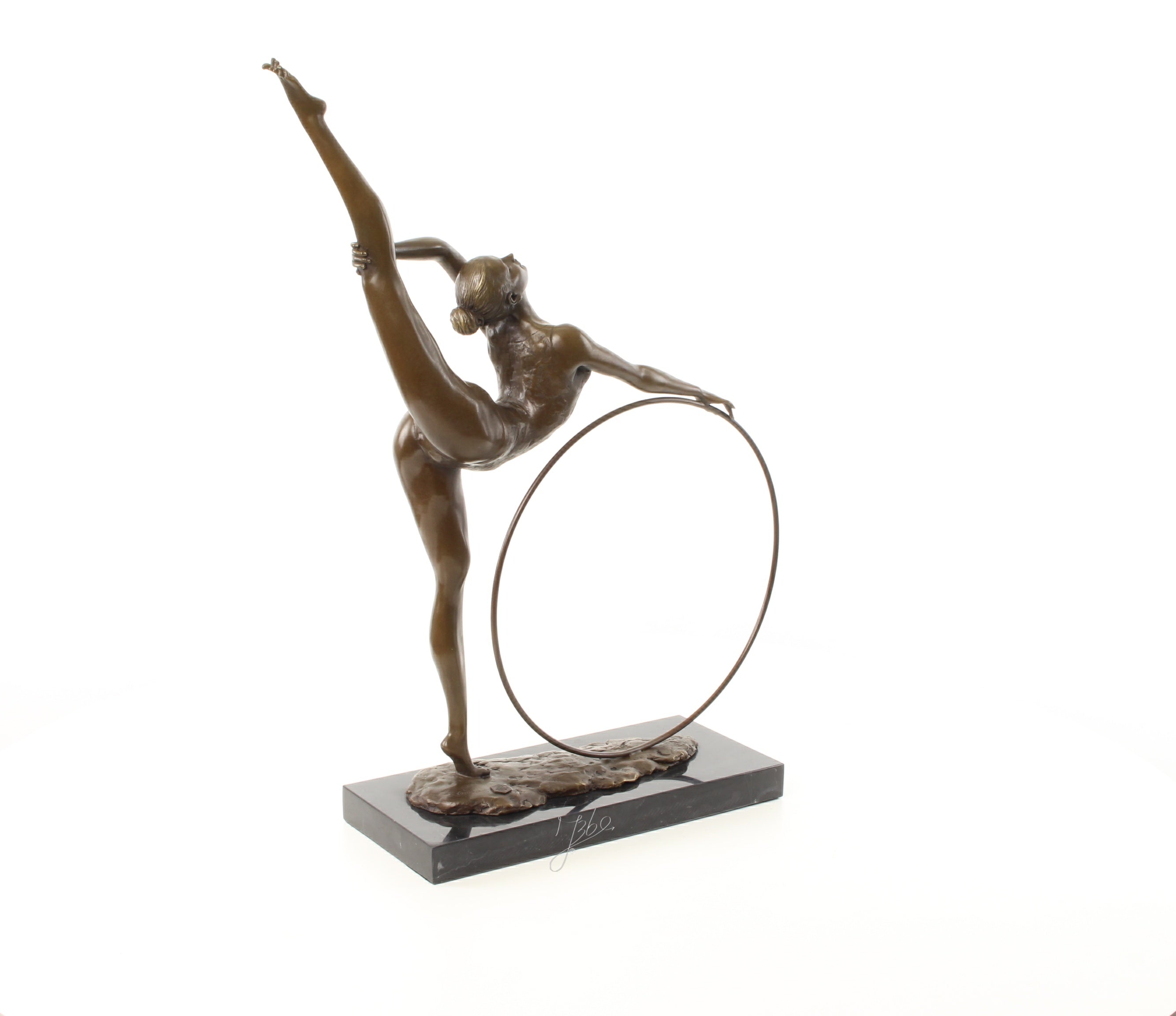 Bronzen hoepeldanseres sculptuur