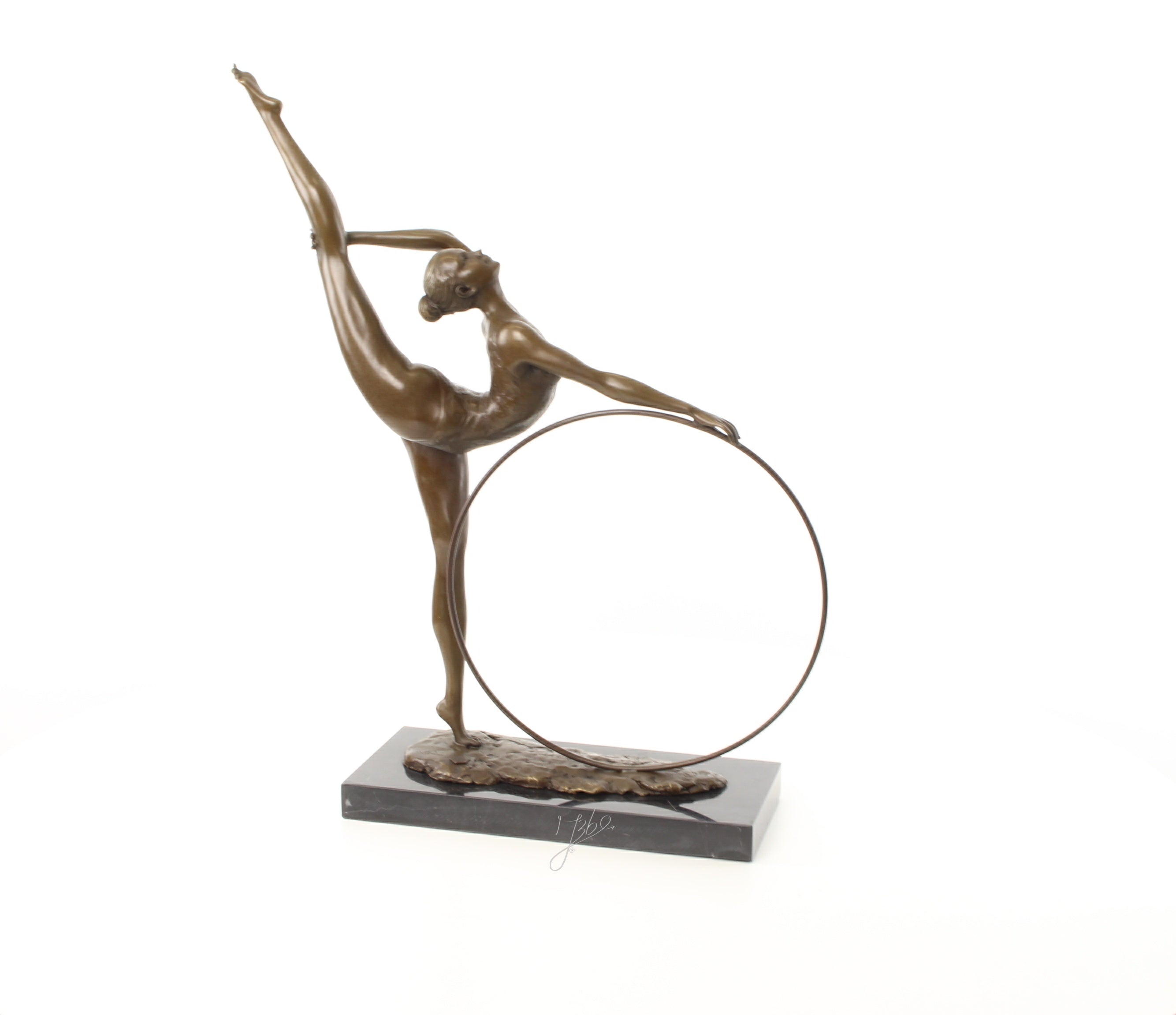 Bronzen hoepeldanseres sculptuur