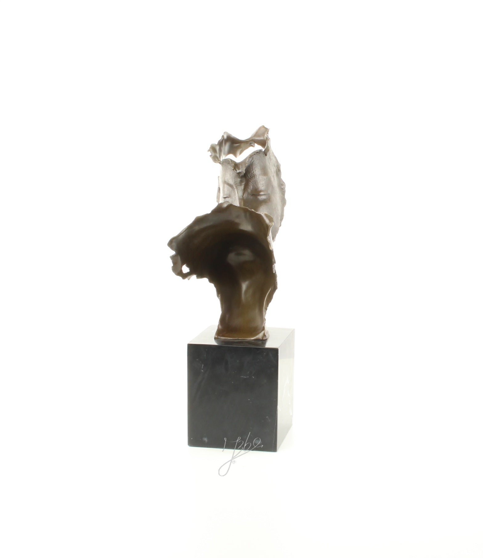 Twee kussende gezichten – Brons sculptuur op sokkel 45,9 cm