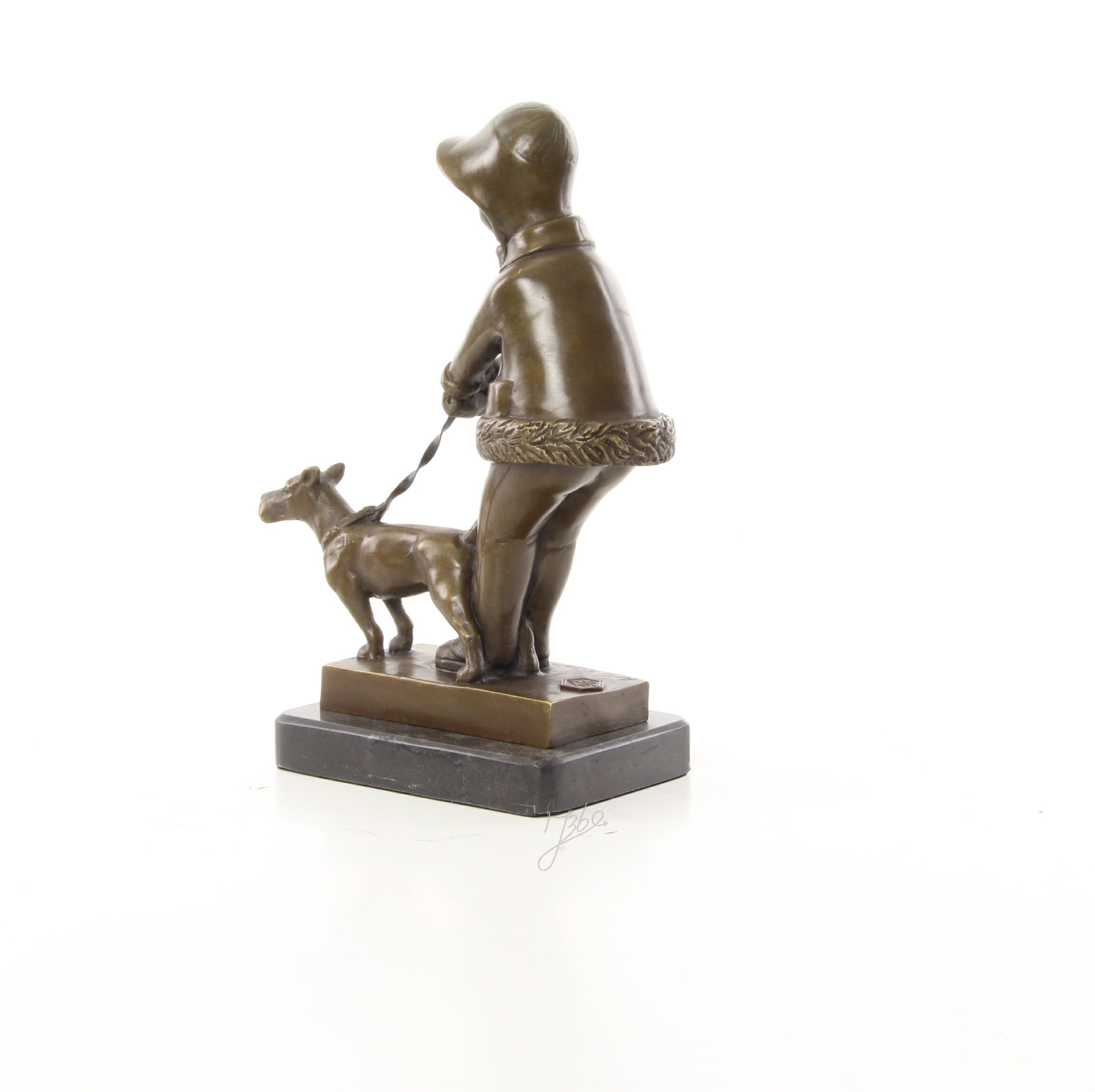 Meisje met hond – Brons sculptuur op sokkel 21,3 cm