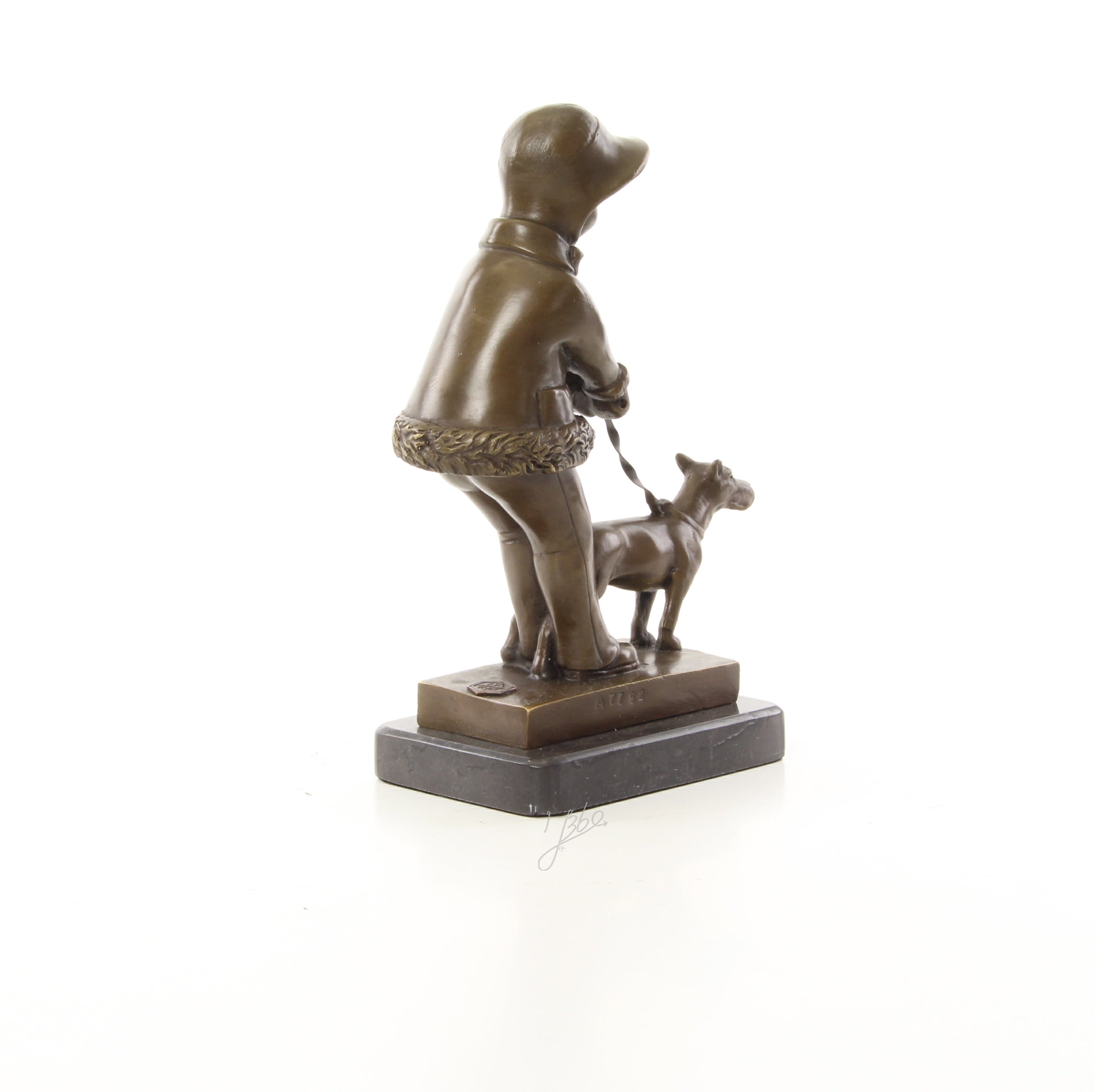 Meisje met hond – Brons sculptuur op sokkel 21,3 cm