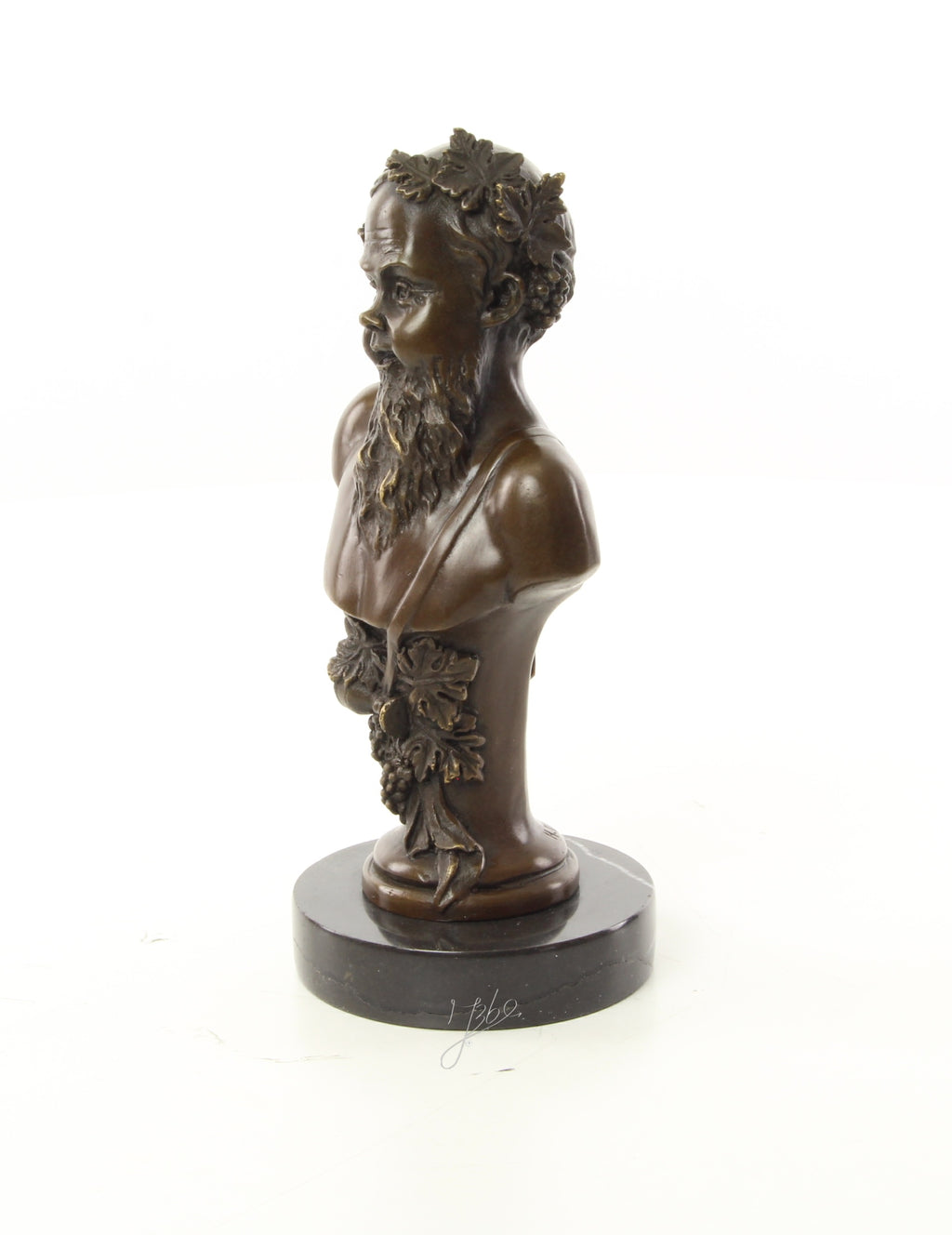 Bronzen Bacchus buste op marmer sokkel