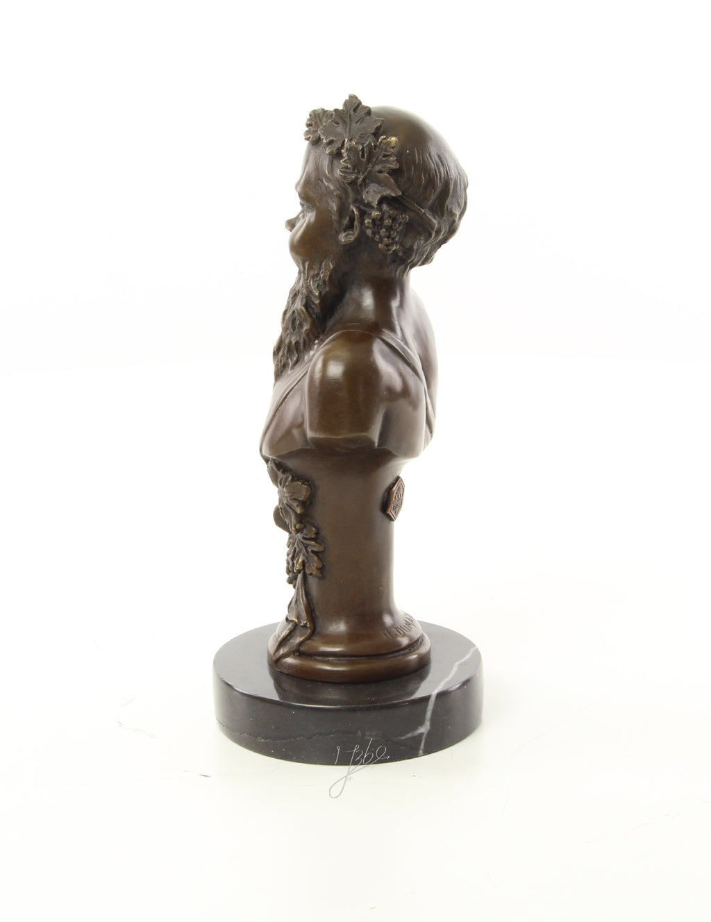 Bronzen Bacchus buste op marmer sokkel