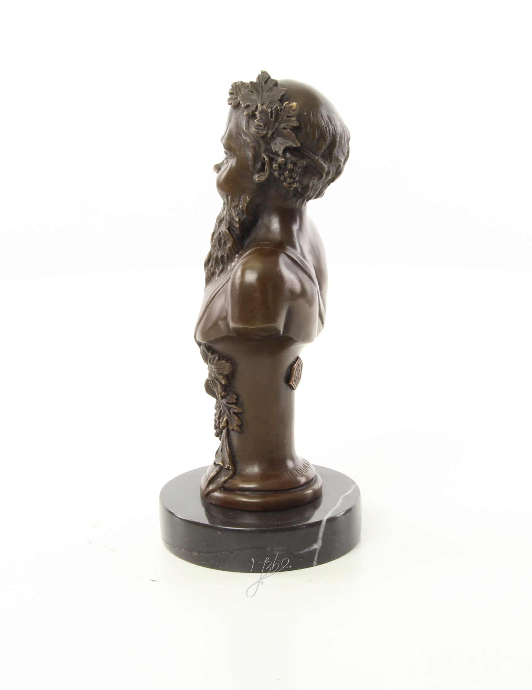 Bronzen Bacchus buste op marmer sokkel