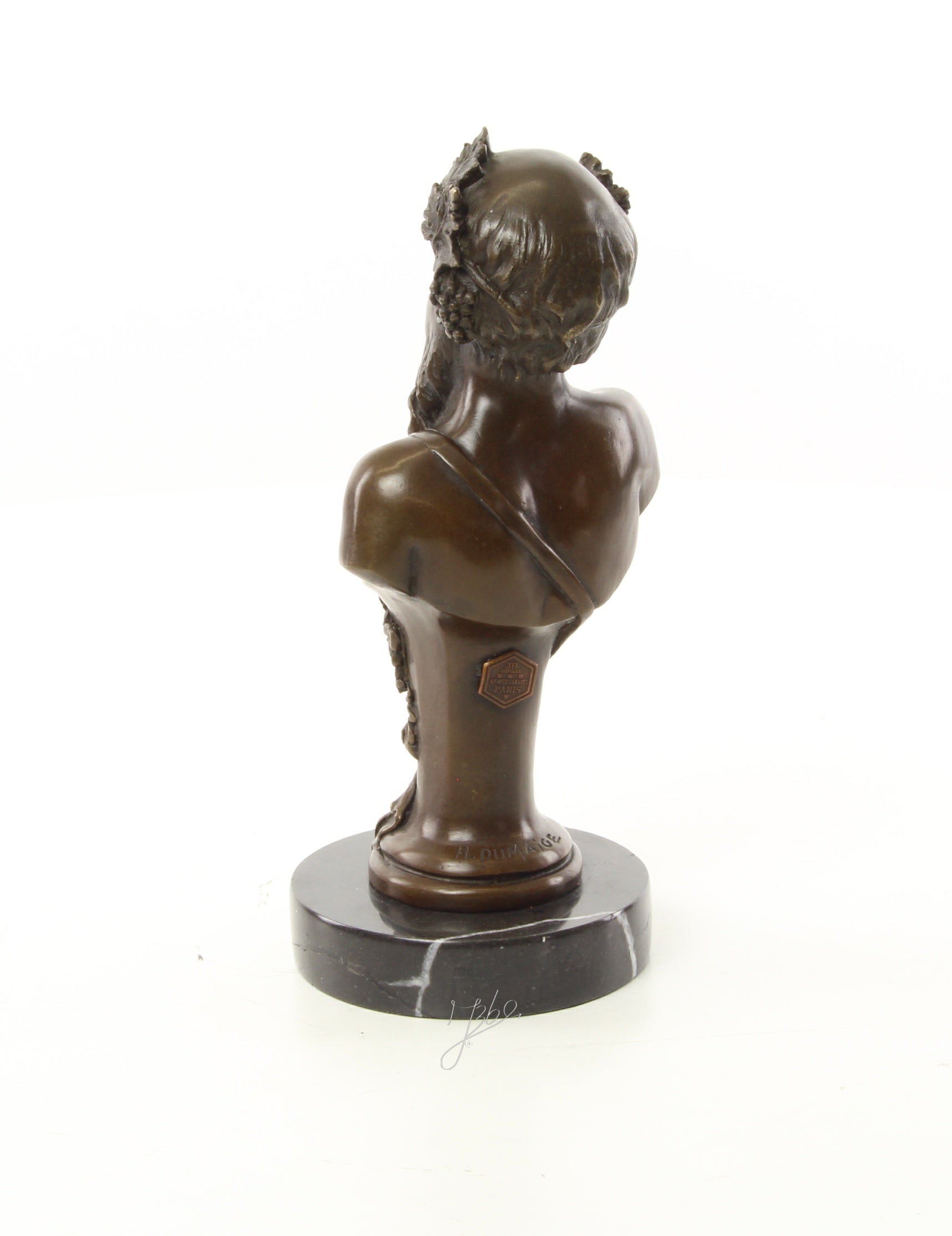 Bronzen Bacchus buste op marmer sokkel