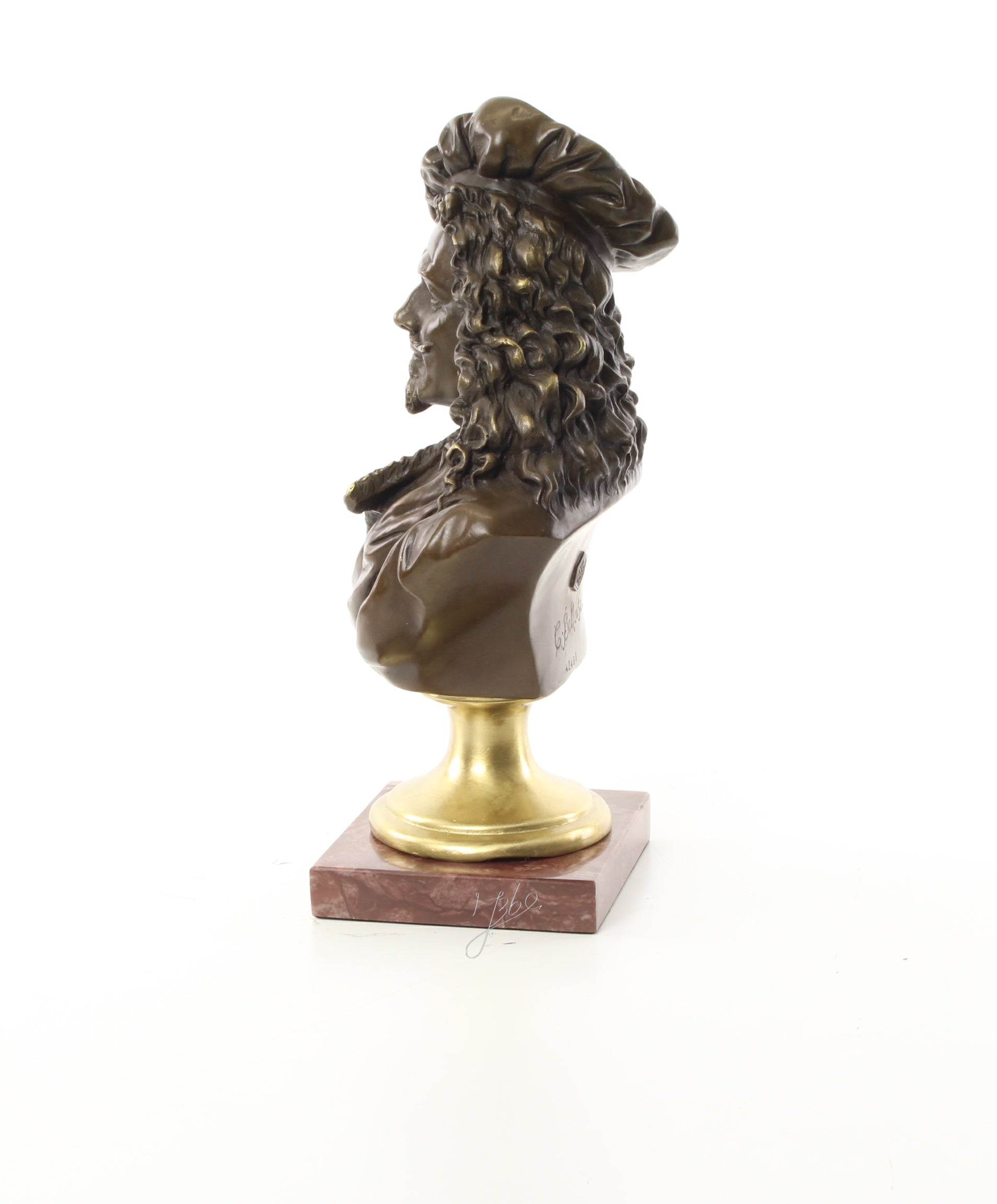 Bronzen buste Rembrandt op marmer sokkel