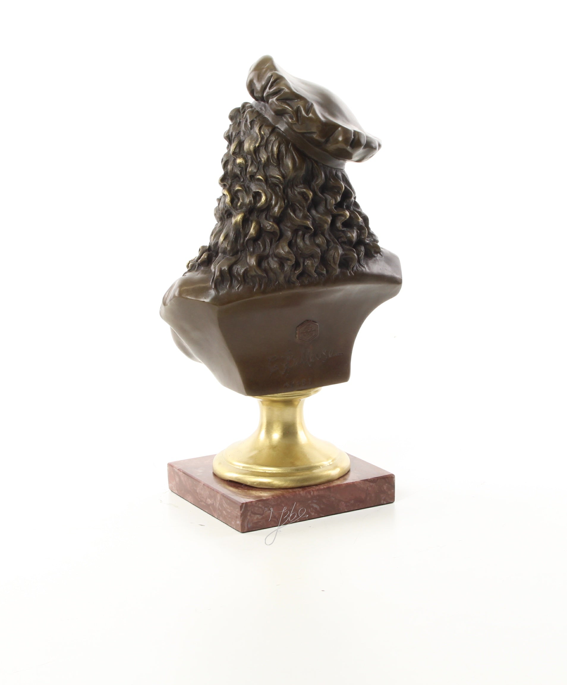 Bronzen buste Rembrandt op marmer sokkel