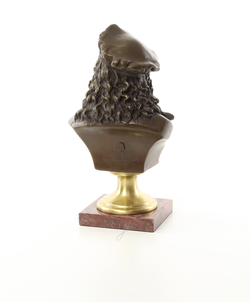 Bronzen buste Rembrandt op marmer sokkel