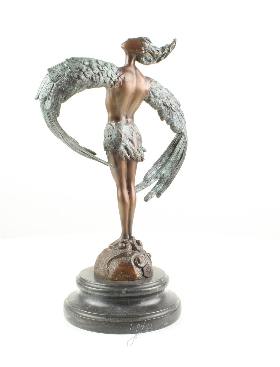 Gevleugelde man – Brons sculptuur op sokkel 31,7 cm