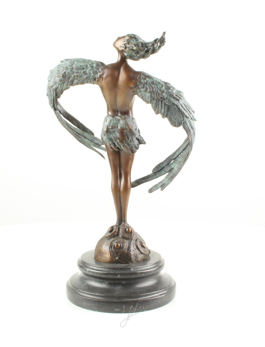 Gevleugelde man – Brons sculptuur op sokkel 31,7 cm