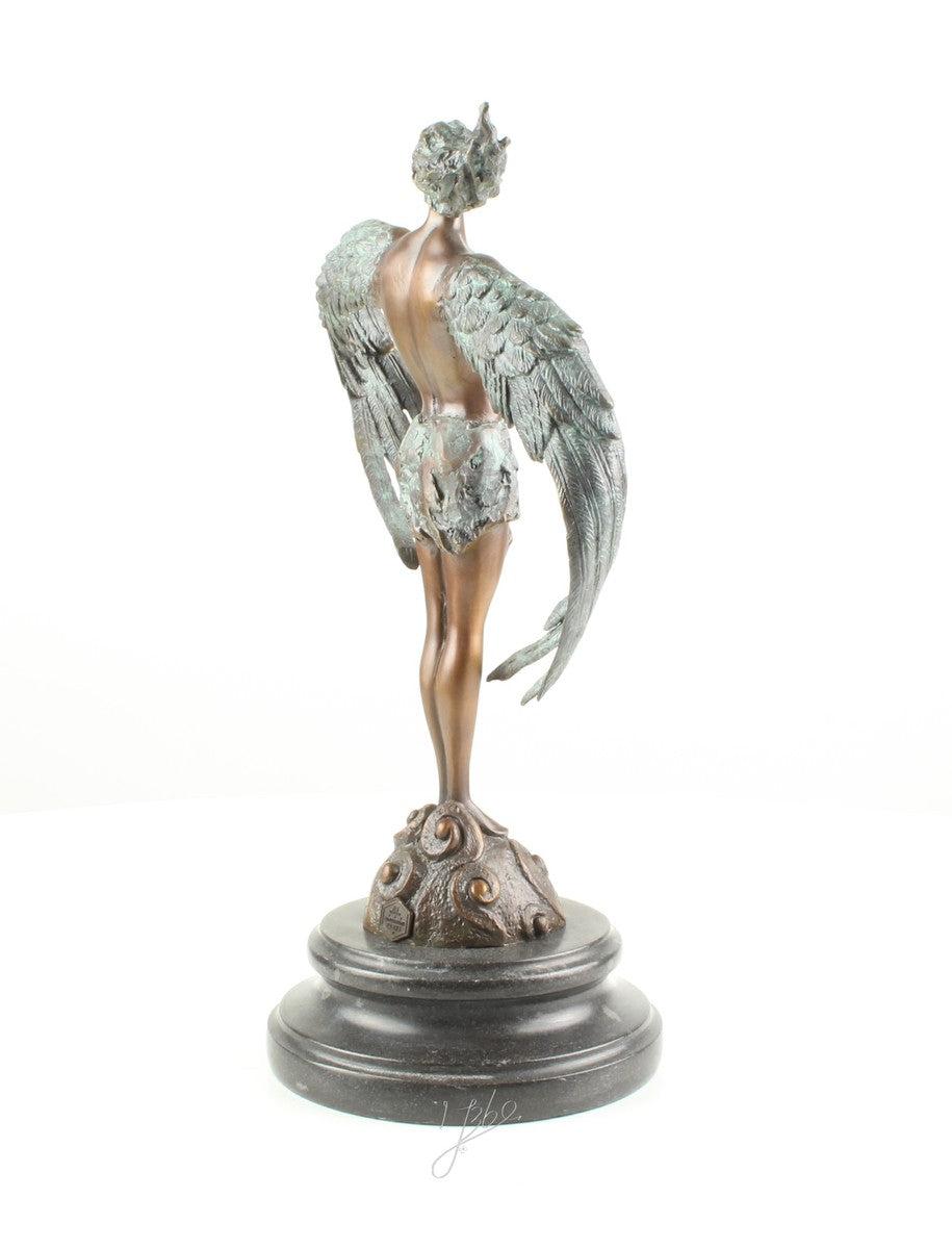 Gevleugelde man – Brons sculptuur op sokkel 31,7 cm