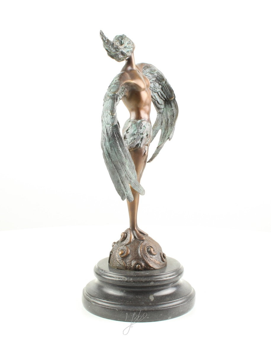 Gevleugelde man – Brons sculptuur op sokkel 31,7 cm