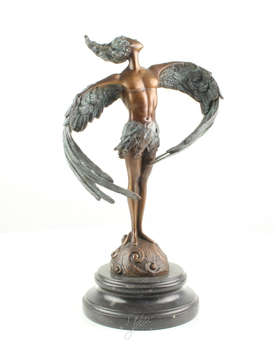 Gevleugelde man – Brons sculptuur op sokkel 31,7 cm