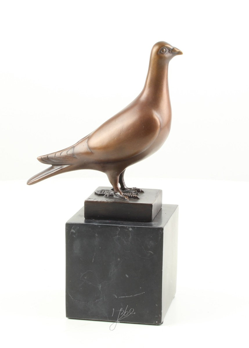 Duif – Brons sculptuur op marmeren sokkel 20 cm