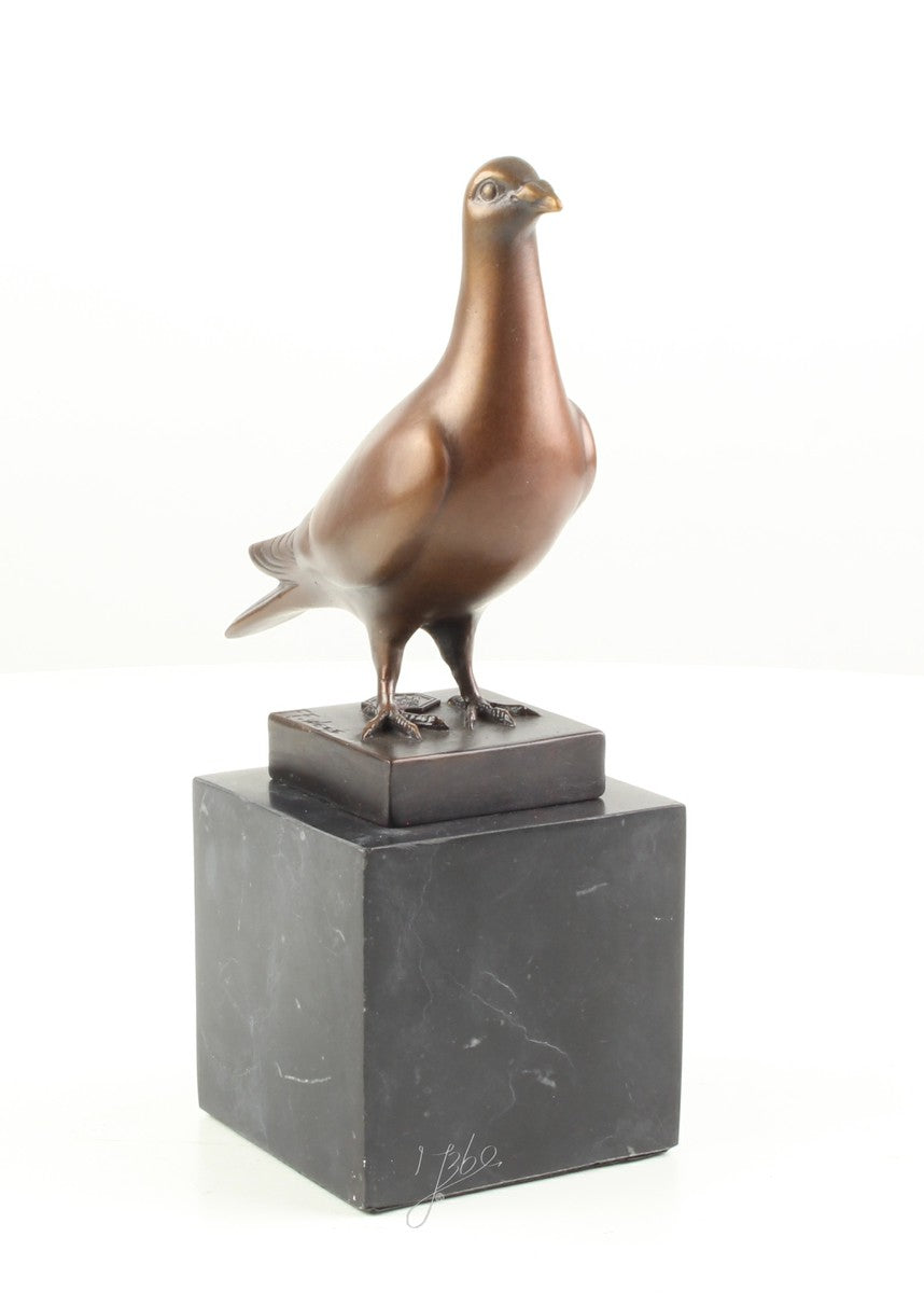 Duif – Brons sculptuur op marmeren sokkel 20 cm