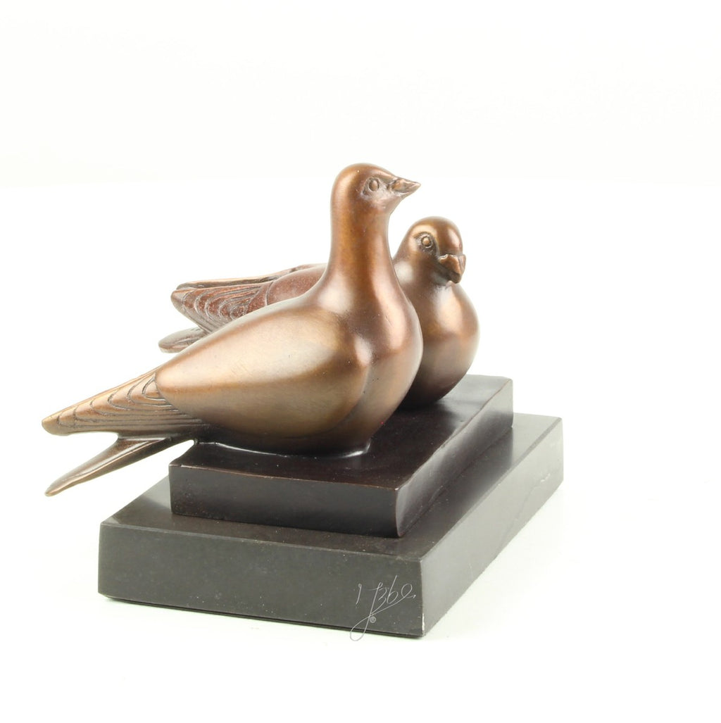 Duivenpaar – Brons sculptuur op marmeren sokkel 10,2 cm