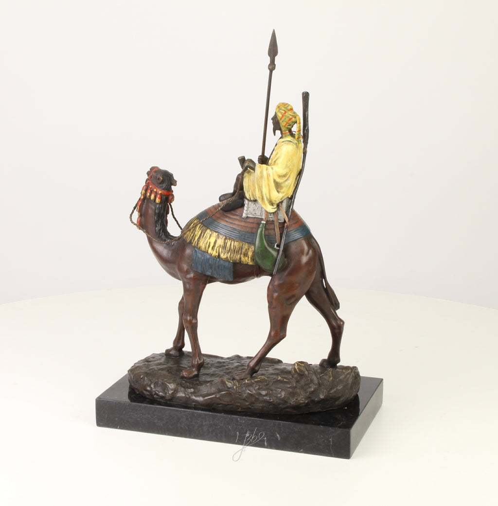 Dromedaris met ruiter – Bronzen sculptuur – 32 cm