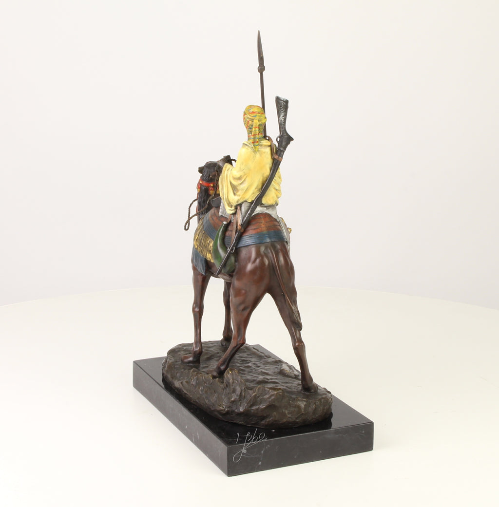 Dromedaris met ruiter – Bronzen sculptuur – 32 cm