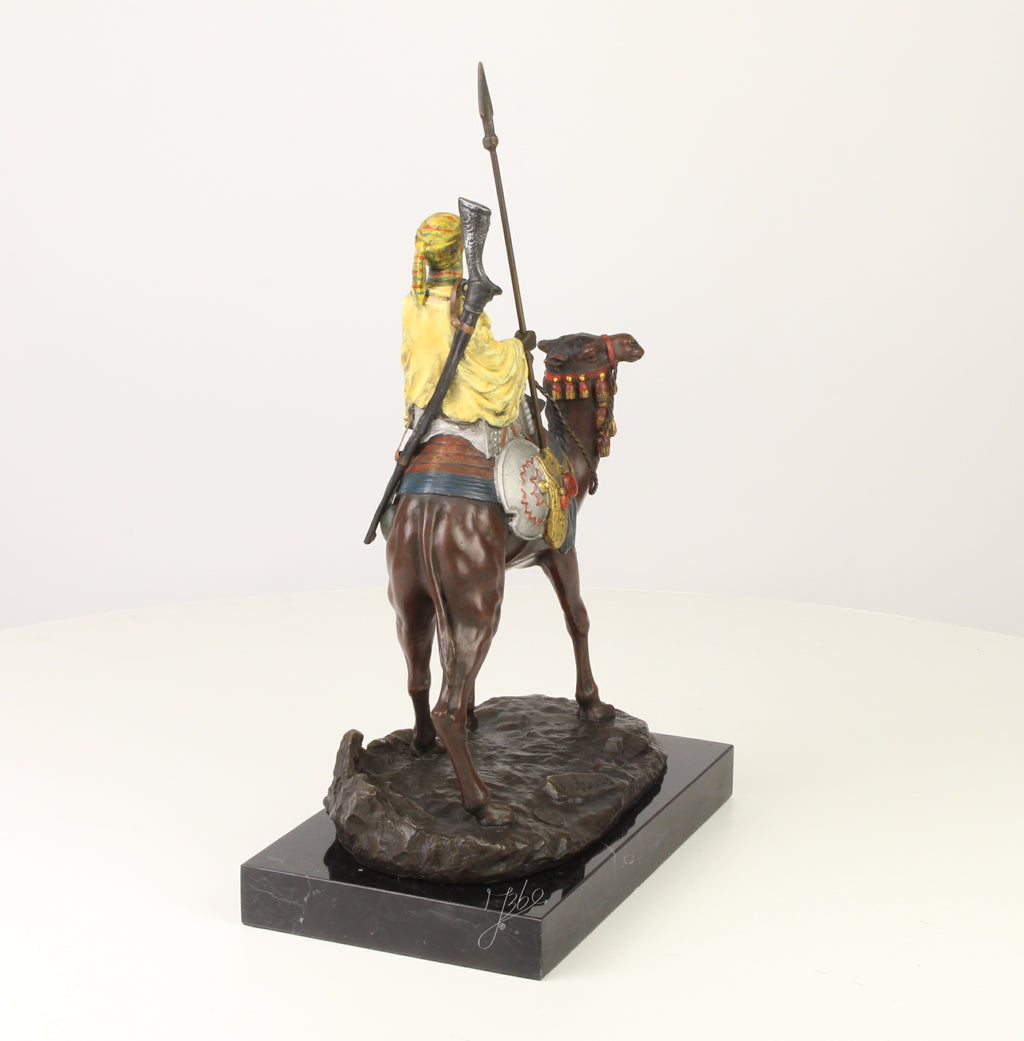 Dromedaris met ruiter – Bronzen sculptuur – 32 cm