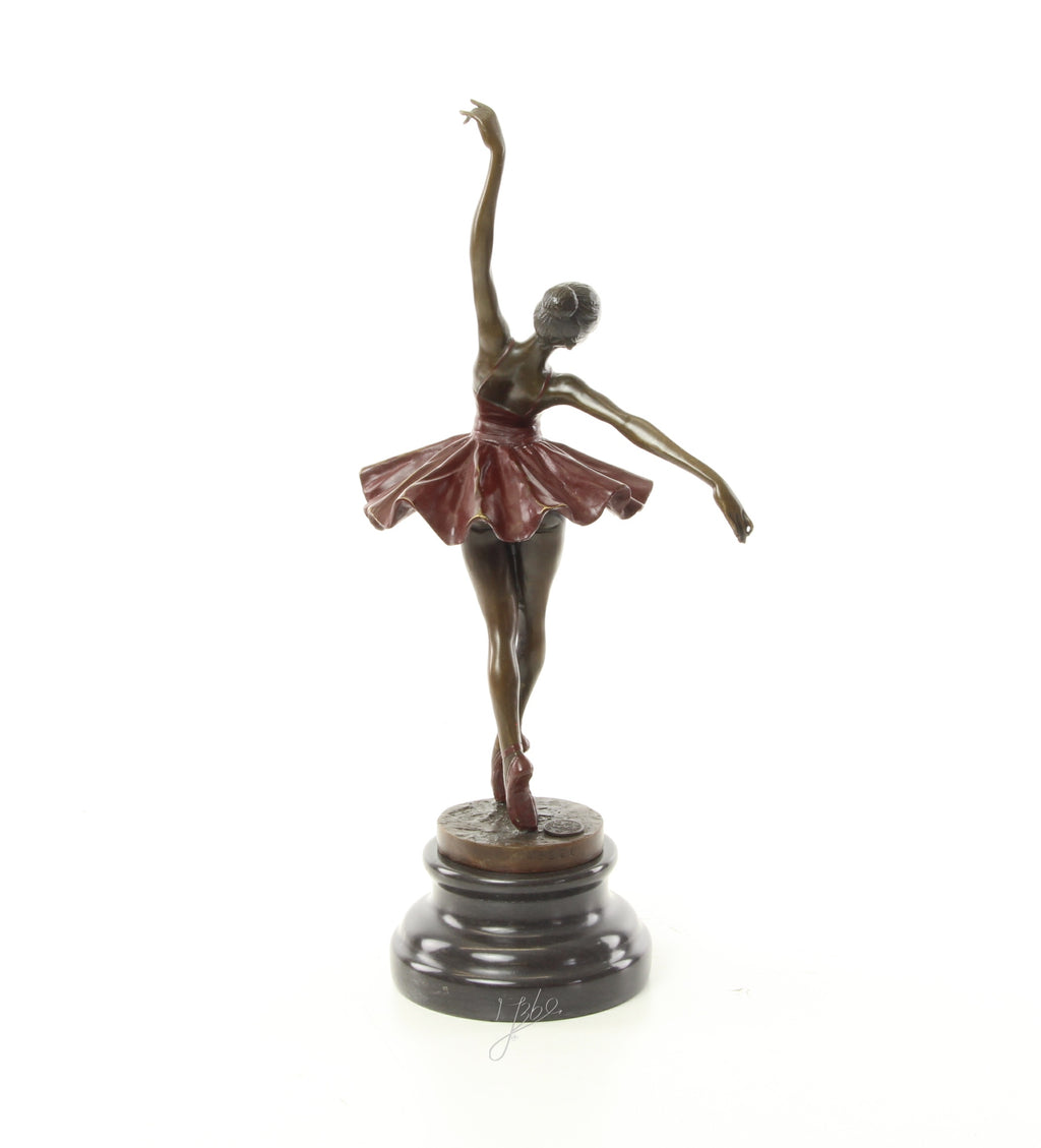 Bronzen ballerina op sokkel