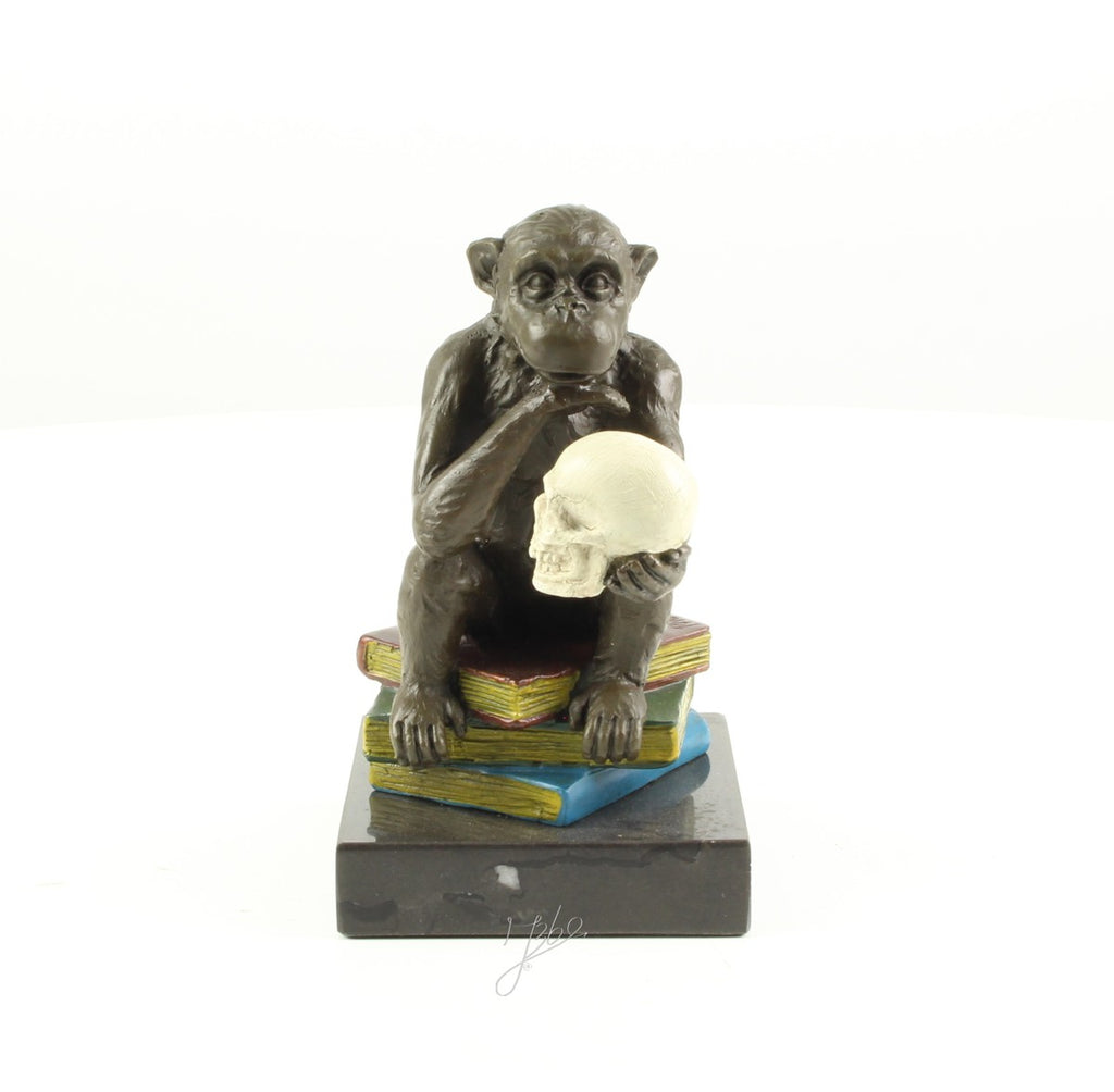 Darwin-aap denkt – Bronzen sculptuur – 14,3 cm