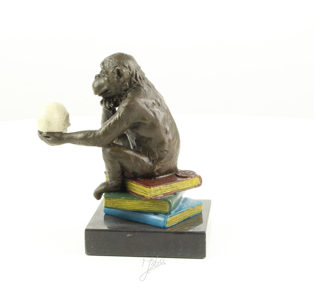 Darwin-aap denkt – Bronzen sculptuur – 14,3 cm