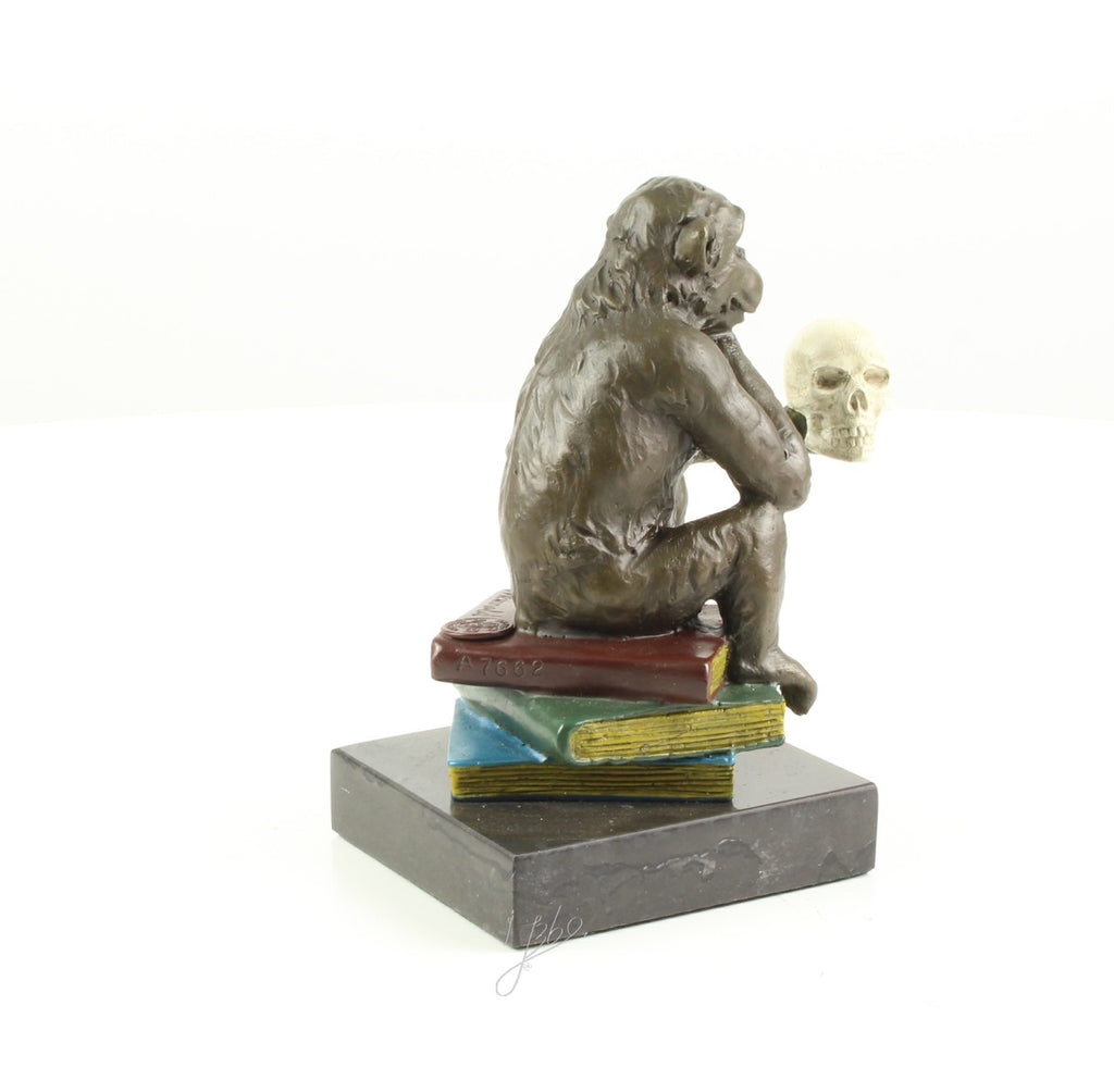 Darwin-aap denkt – Bronzen sculptuur – 14,3 cm