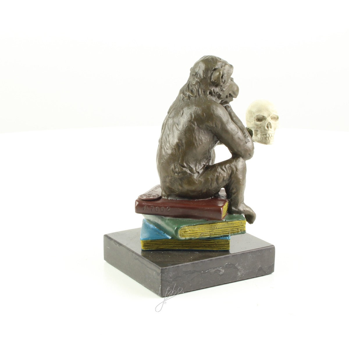 Darwin-aap denkt – Bronzen sculptuur – 14,3 cm