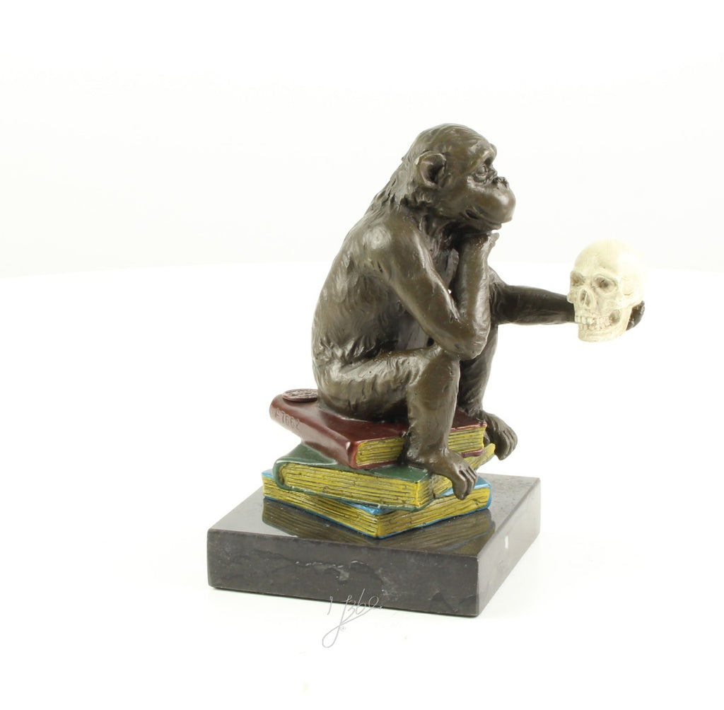 Darwin-aap denkt – Bronzen sculptuur – 14,3 cm
