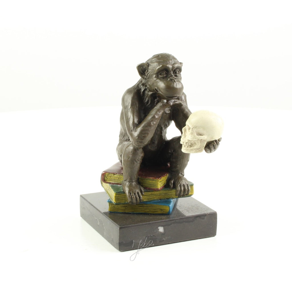 Darwin-aap denkt – Bronzen sculptuur – 14,3 cm
