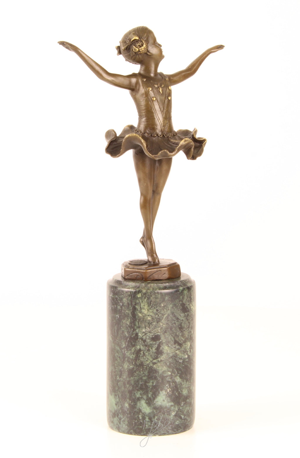 Ballerina – Bronzen beeld, marmer – 31,8 cm