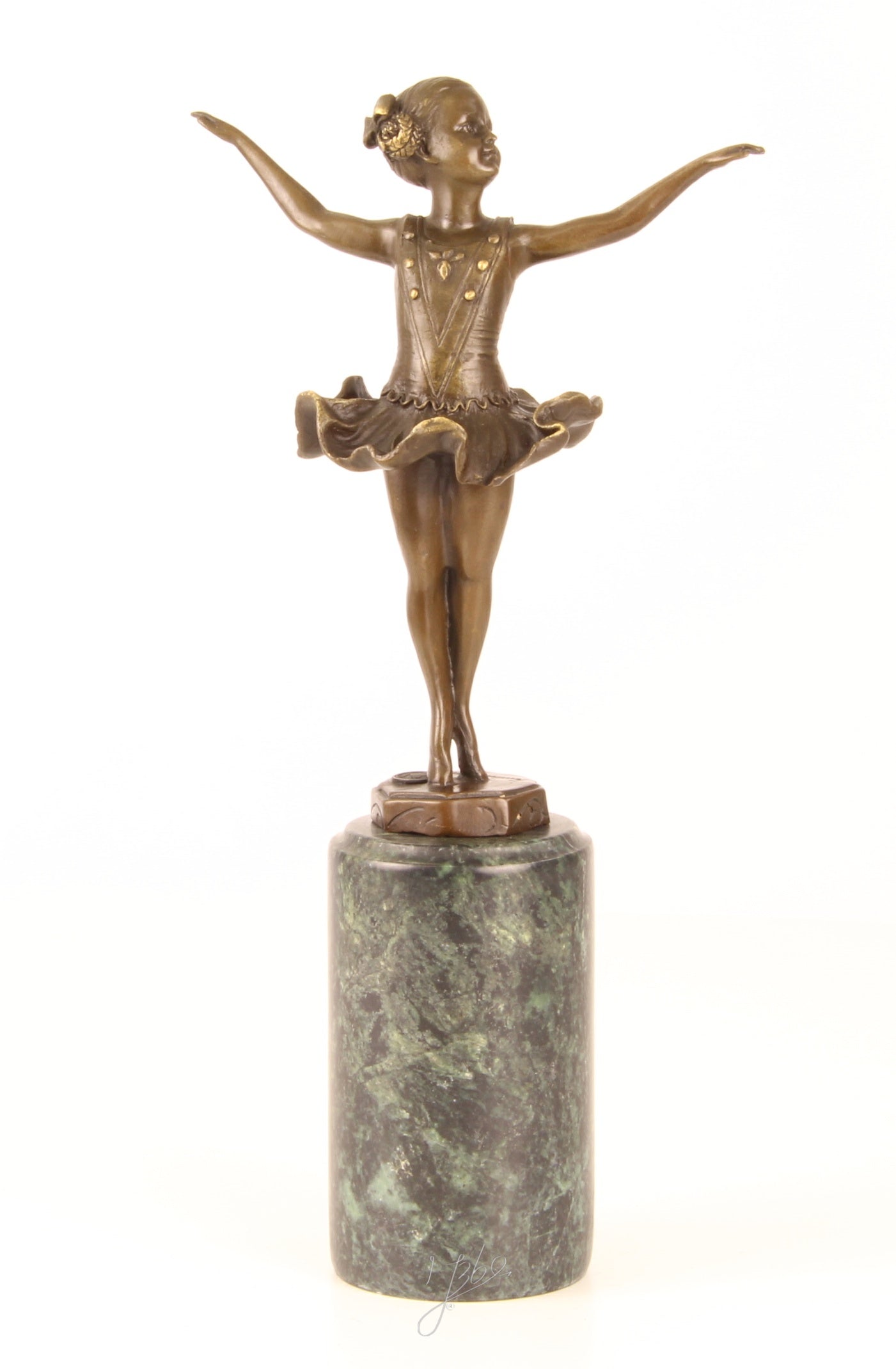 Ballerina – Bronzen beeld, marmer – 31,8 cm