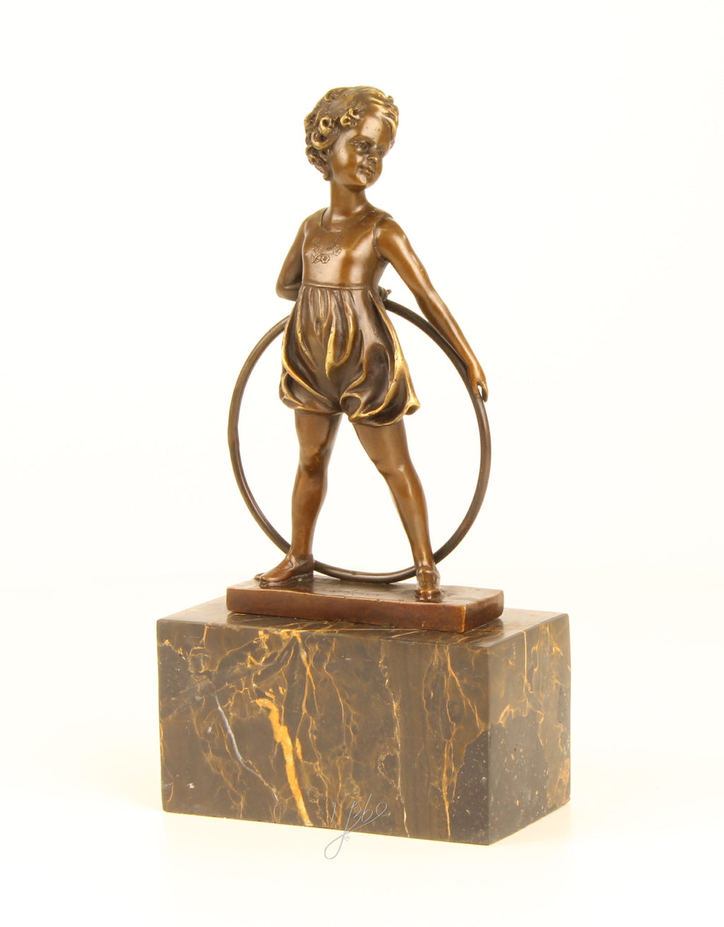 Hoop Girl – Bronzen beeld, marmer – 26 cm