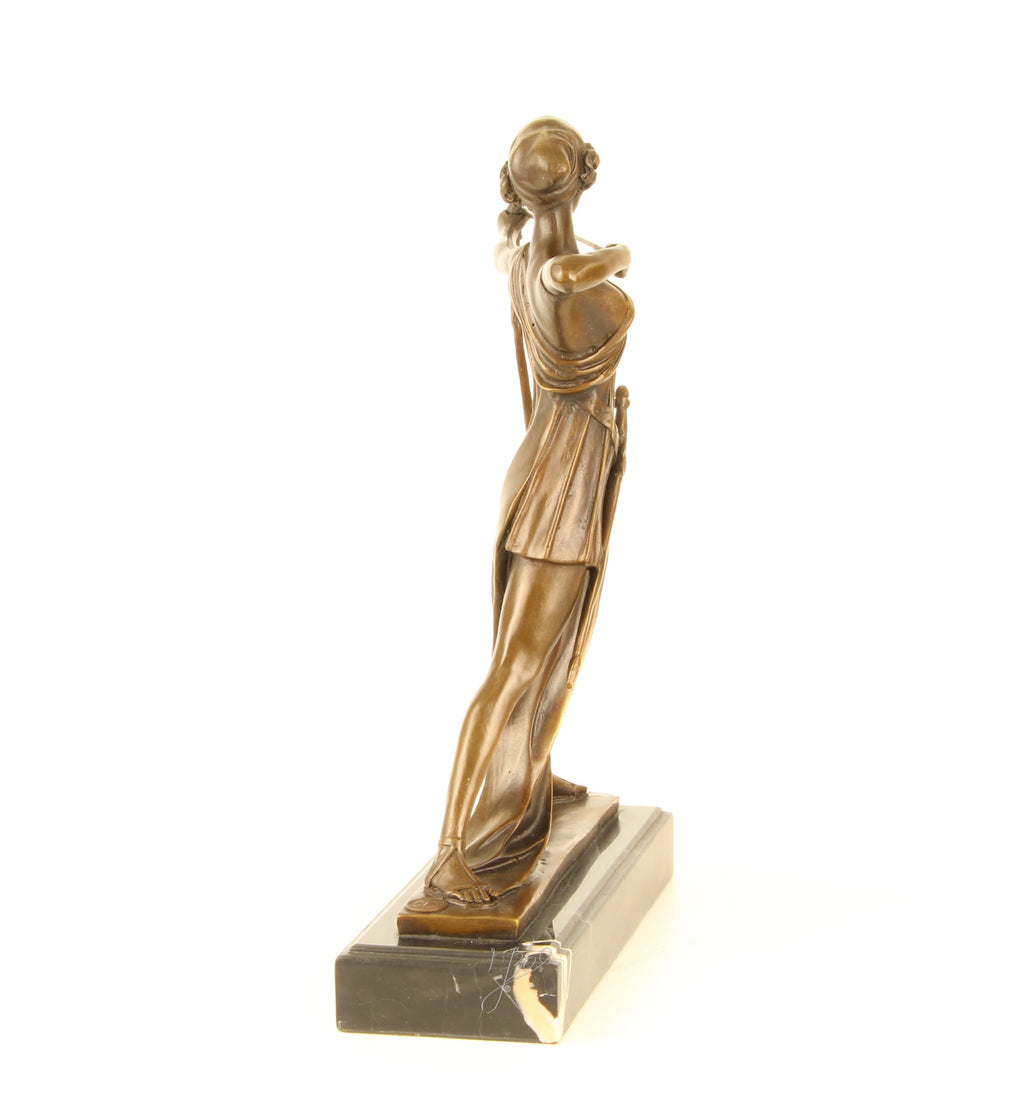 Diana de Jachtgodin – Bronzen beeld, marmer – 32,8 cm
