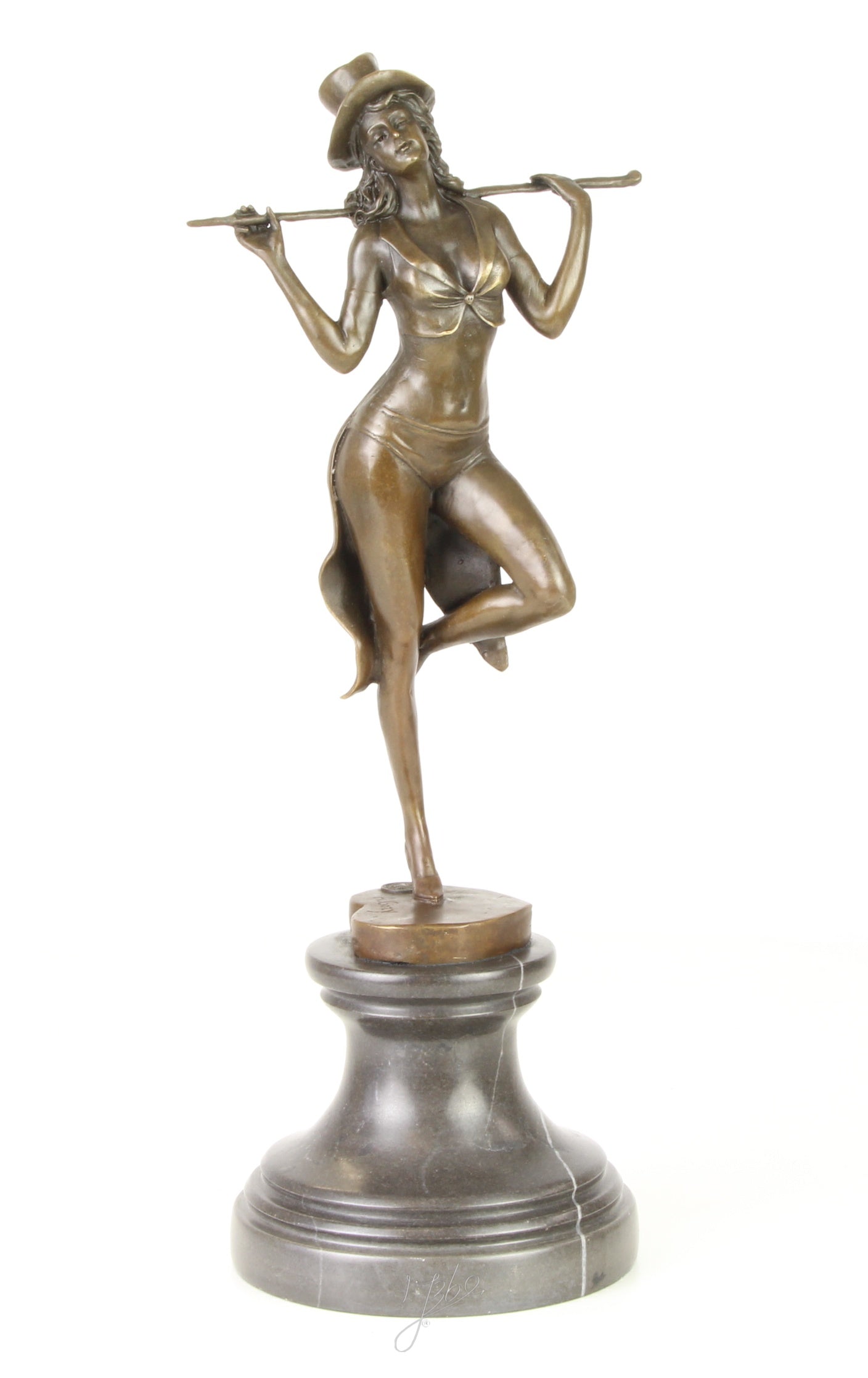 Revue danseres – Bronzen beeld, marmer – 38,2 cm