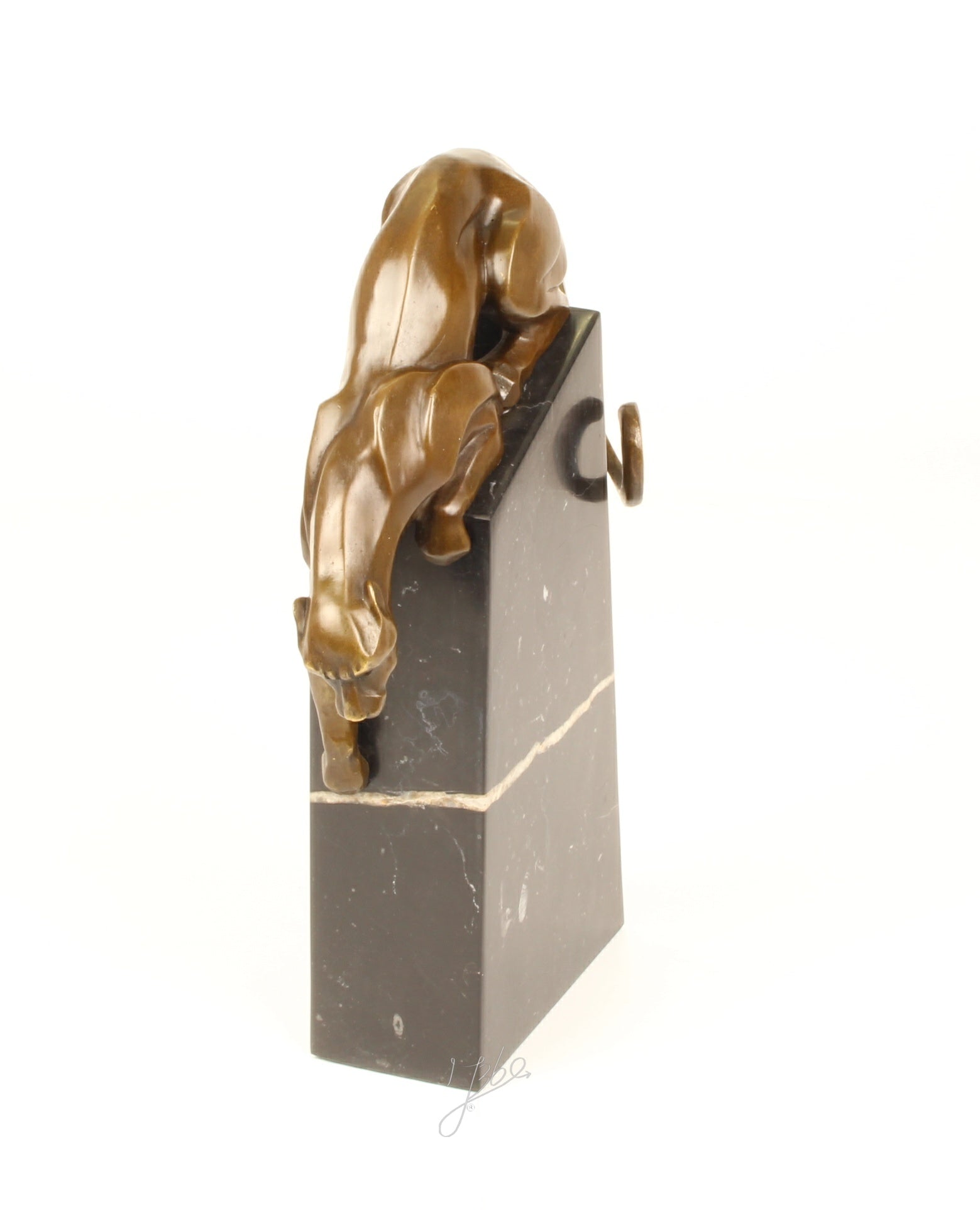 Panter – Bronzen sculptuur, marmer – 34,3 cm