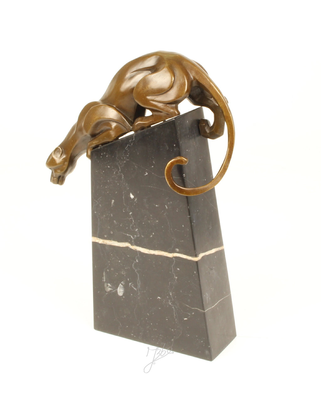 Panter – Bronzen sculptuur, marmer – 34,3 cm