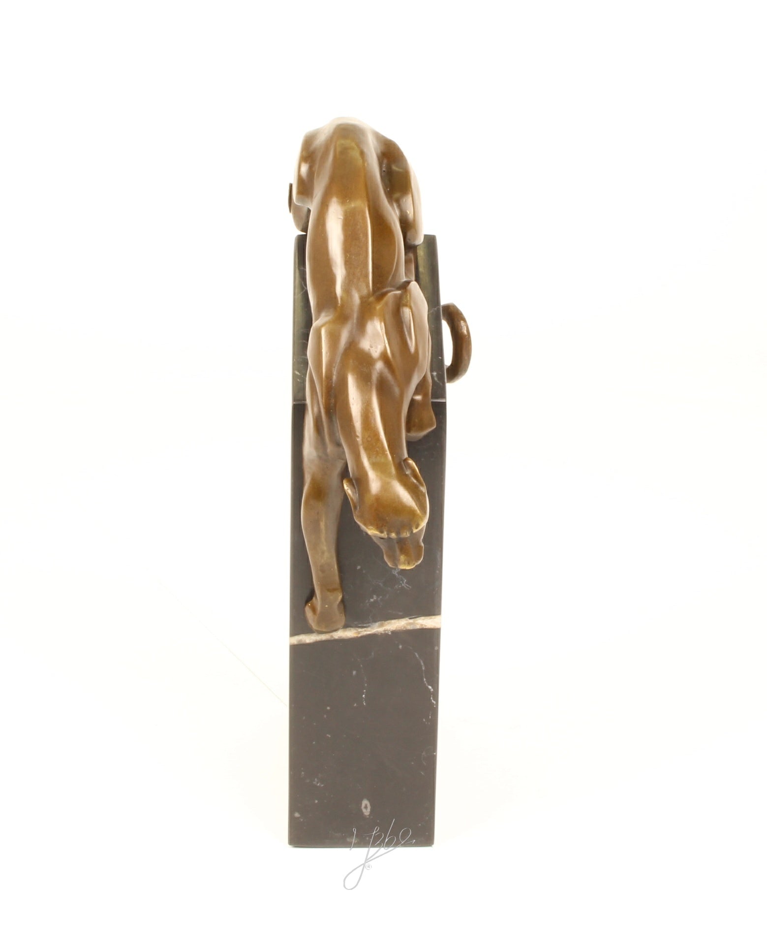 Panter – Bronzen sculptuur, marmer – 34,3 cm