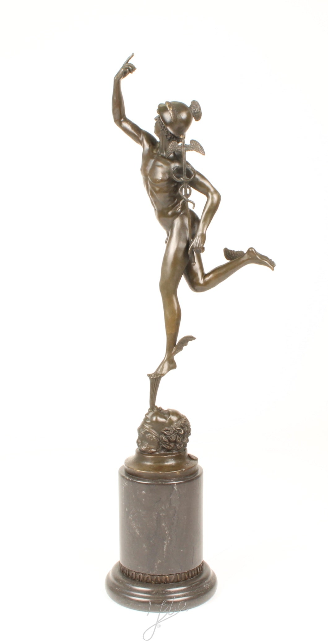Mercurius – Bronzen sculptuur, marmer – 68,5 cm