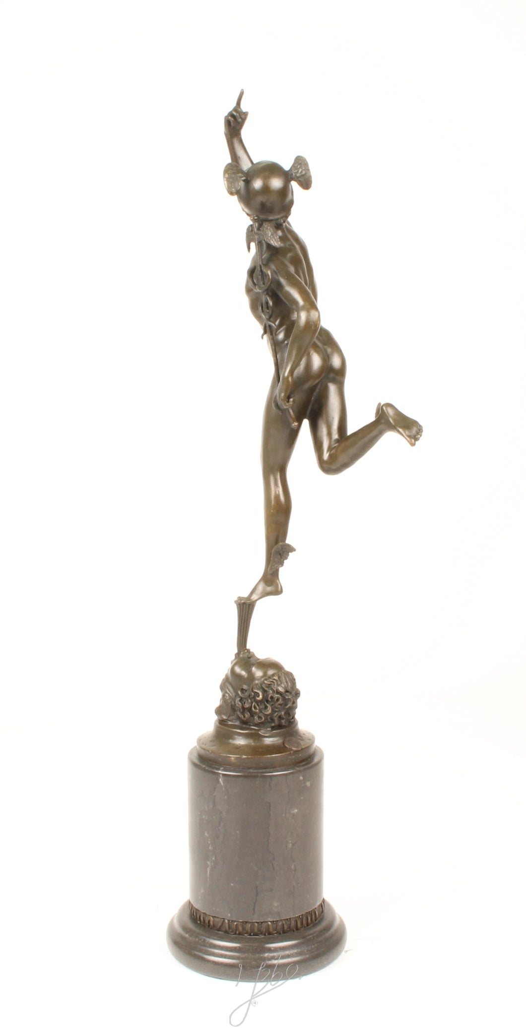 Mercurius – Bronzen sculptuur, marmer – 68,5 cm