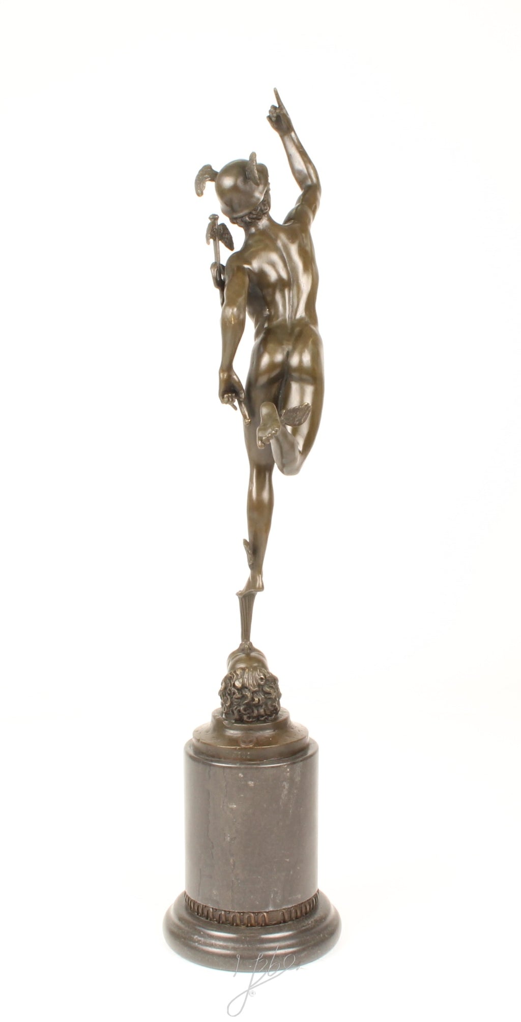 Mercurius – Bronzen sculptuur, marmer – 68,5 cm