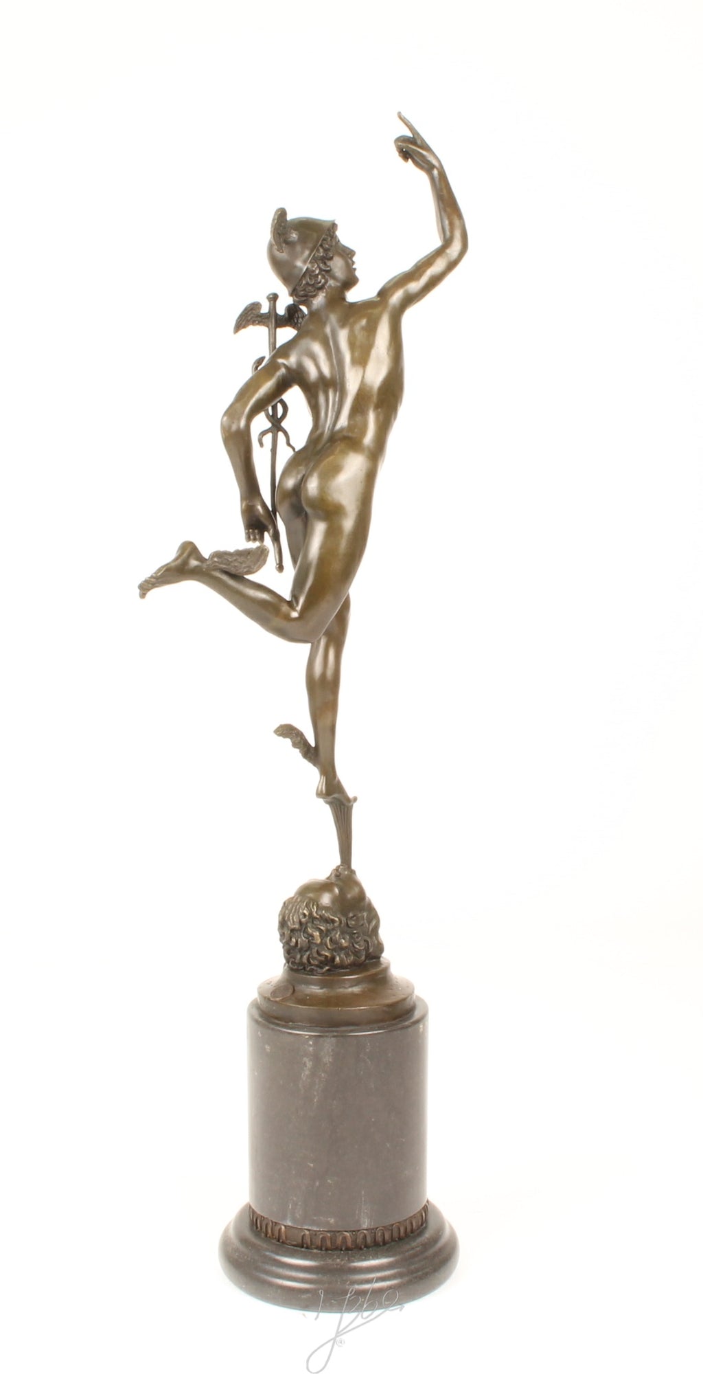 Mercurius – Bronzen sculptuur, marmer – 68,5 cm