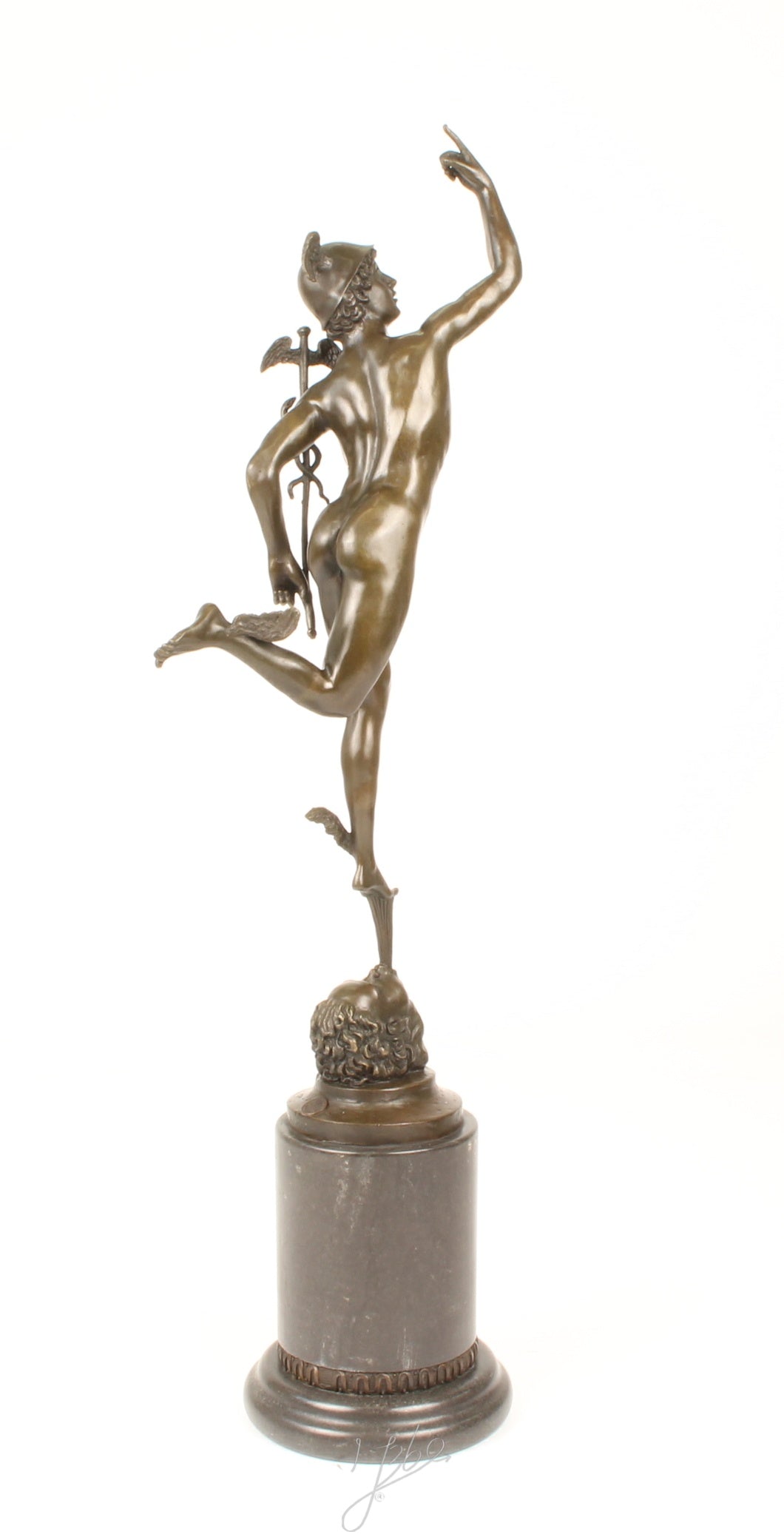 Mercurius – Bronzen sculptuur, marmer – 68,5 cm