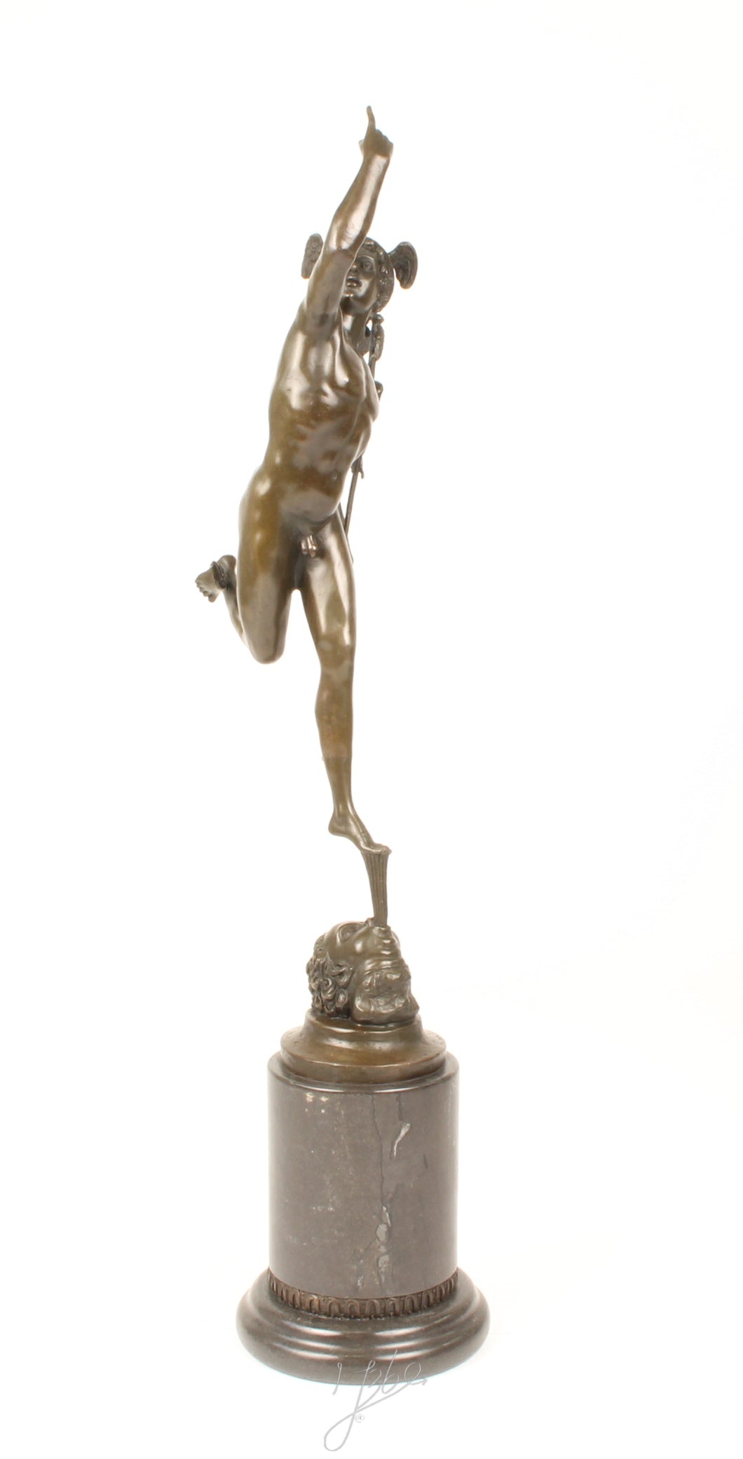 Mercurius – Bronzen sculptuur, marmer – 68,5 cm