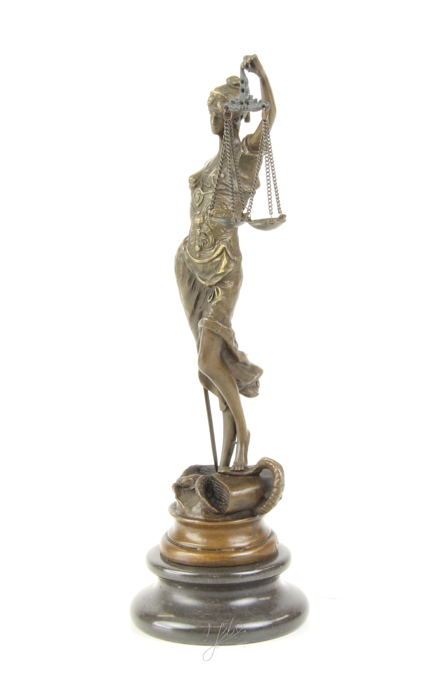 Bronzen Vrouwe Justitia – met weegschaal en zwaard
