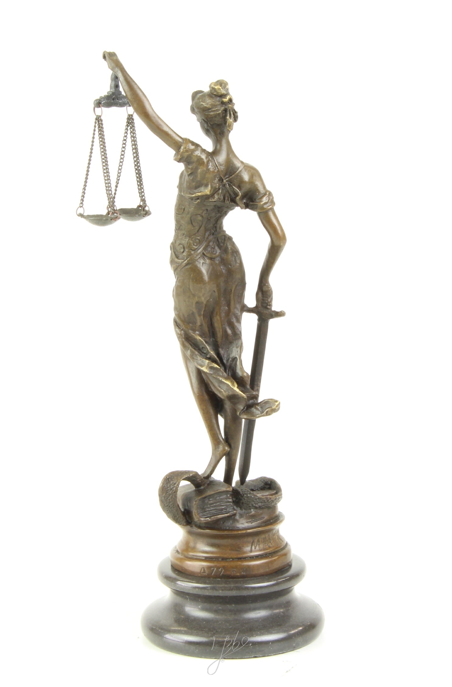 Bronzen Vrouwe Justitia – met weegschaal en zwaard