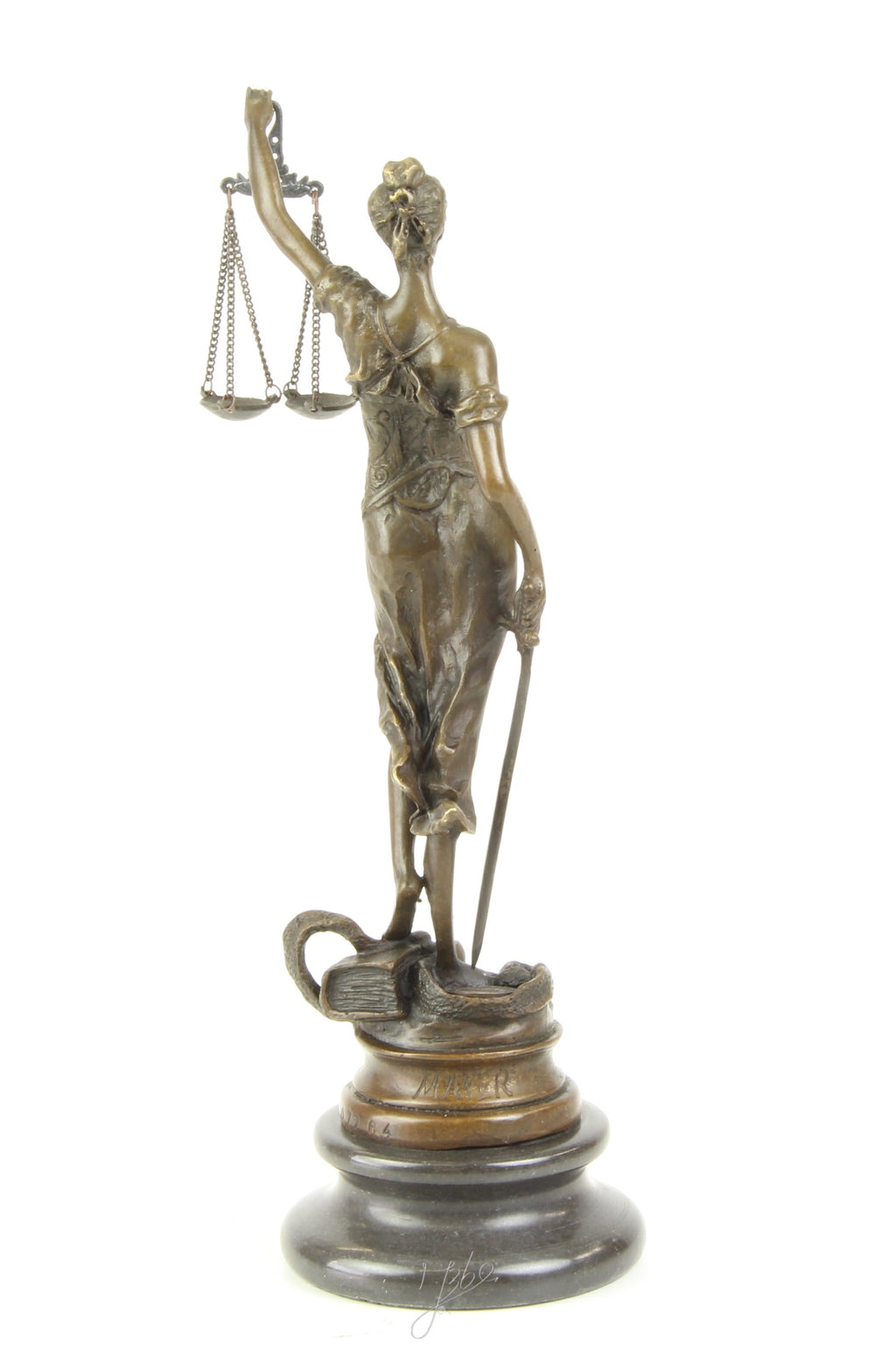 Bronzen Vrouwe Justitia – met weegschaal en zwaard